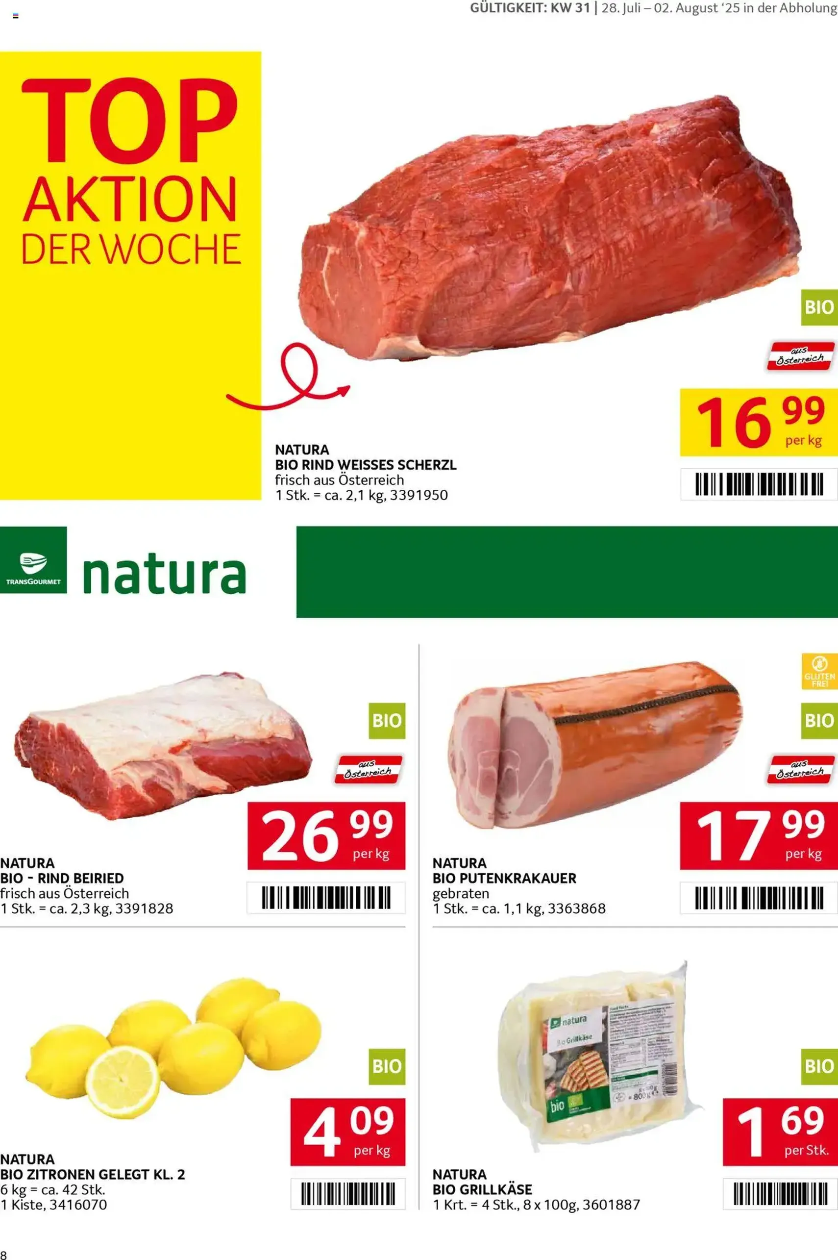 Transgourmet Flugblatt - Gültiger Prospekt ab 27.07.2025, Seite 8 von insgesamt 28 Transgourmet Flugblatt - Gültiger Prospekt ab 27.07.2025, Seite 8 von insgesamt 28