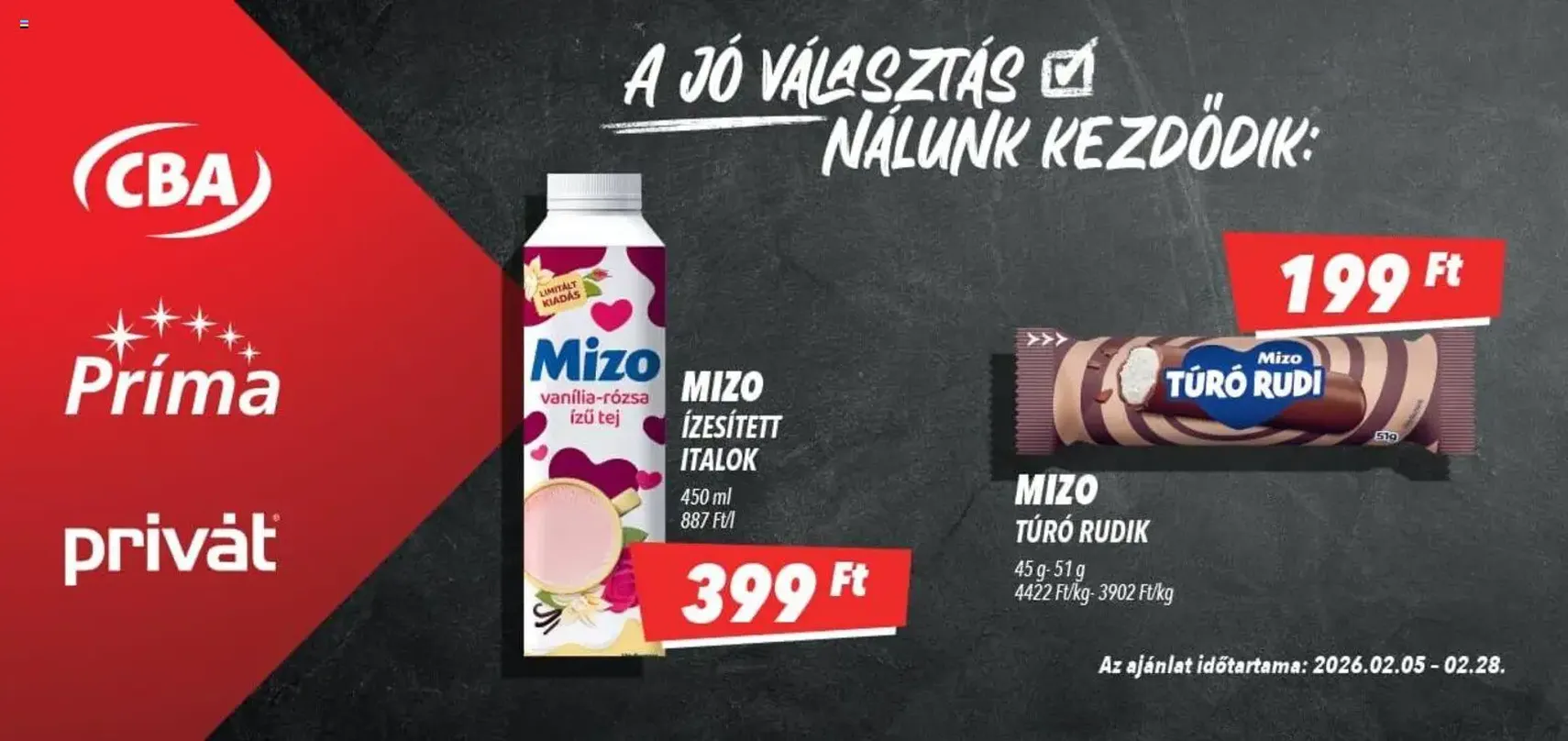 CBA - Óriásplakátok - 2026.02.05. érvényes szórólap 2 oldal 4 oldalból