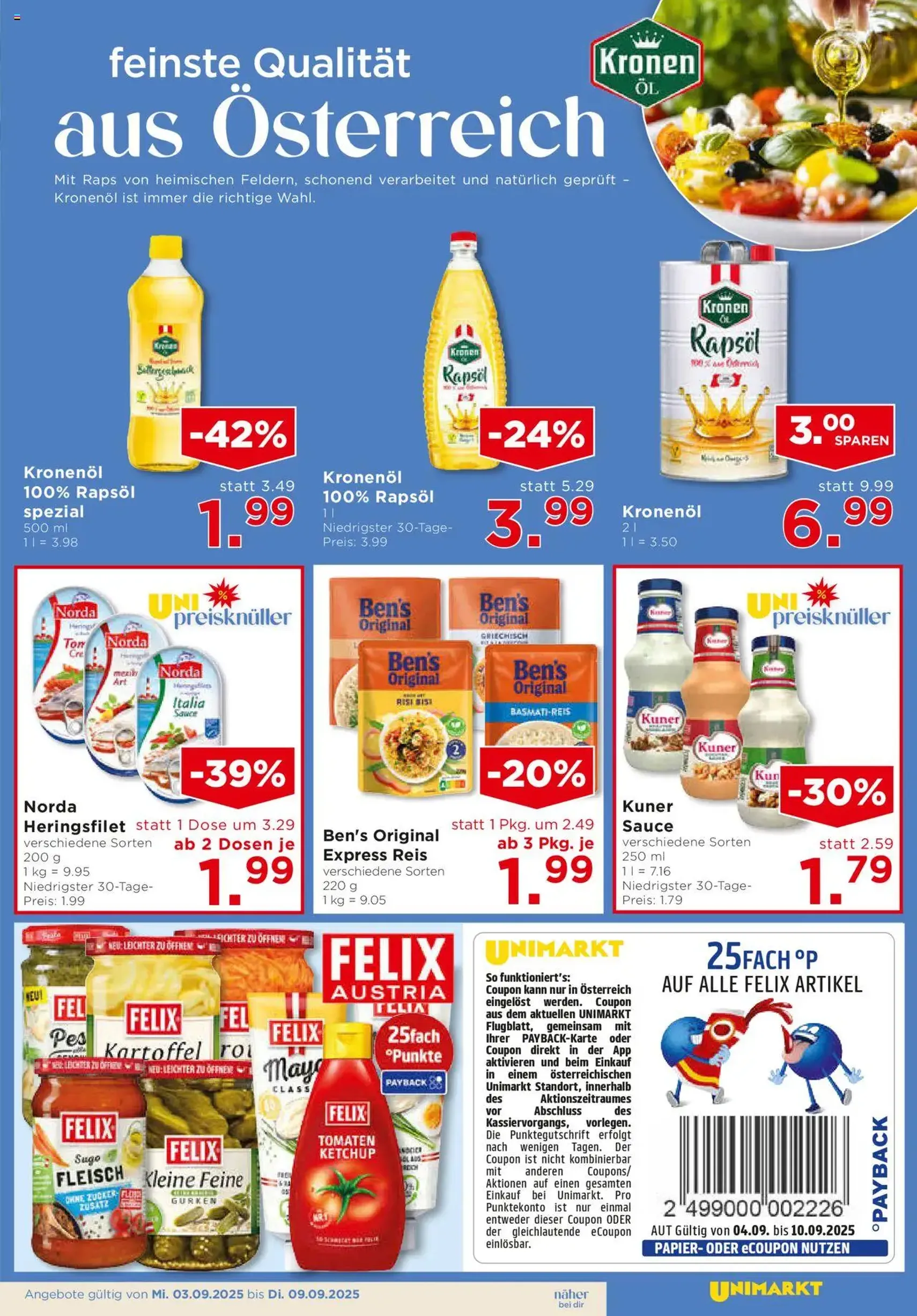 Unimarkt Flugblatt - Gültiger Prospekt ab 03.09.2025, Seite 9 von insgesamt 16 Unimarkt Flugblatt - Gültiger Prospekt ab 03.09.2025, Seite 9 von insgesamt 16