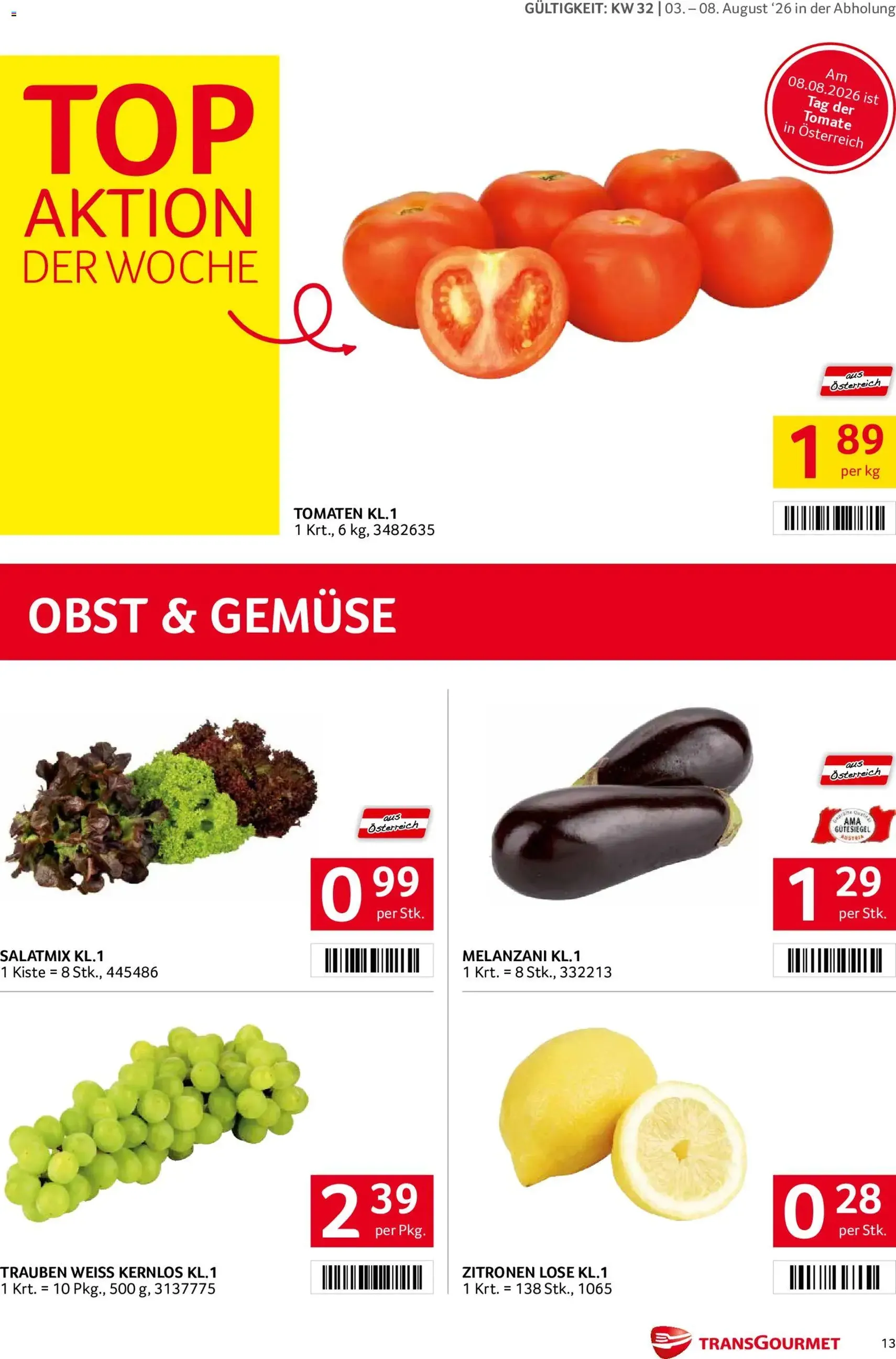 Transgourmet Flugblatt - Gültiger Prospekt ab 03.08.2026, Seite 13 von insgesamt 32