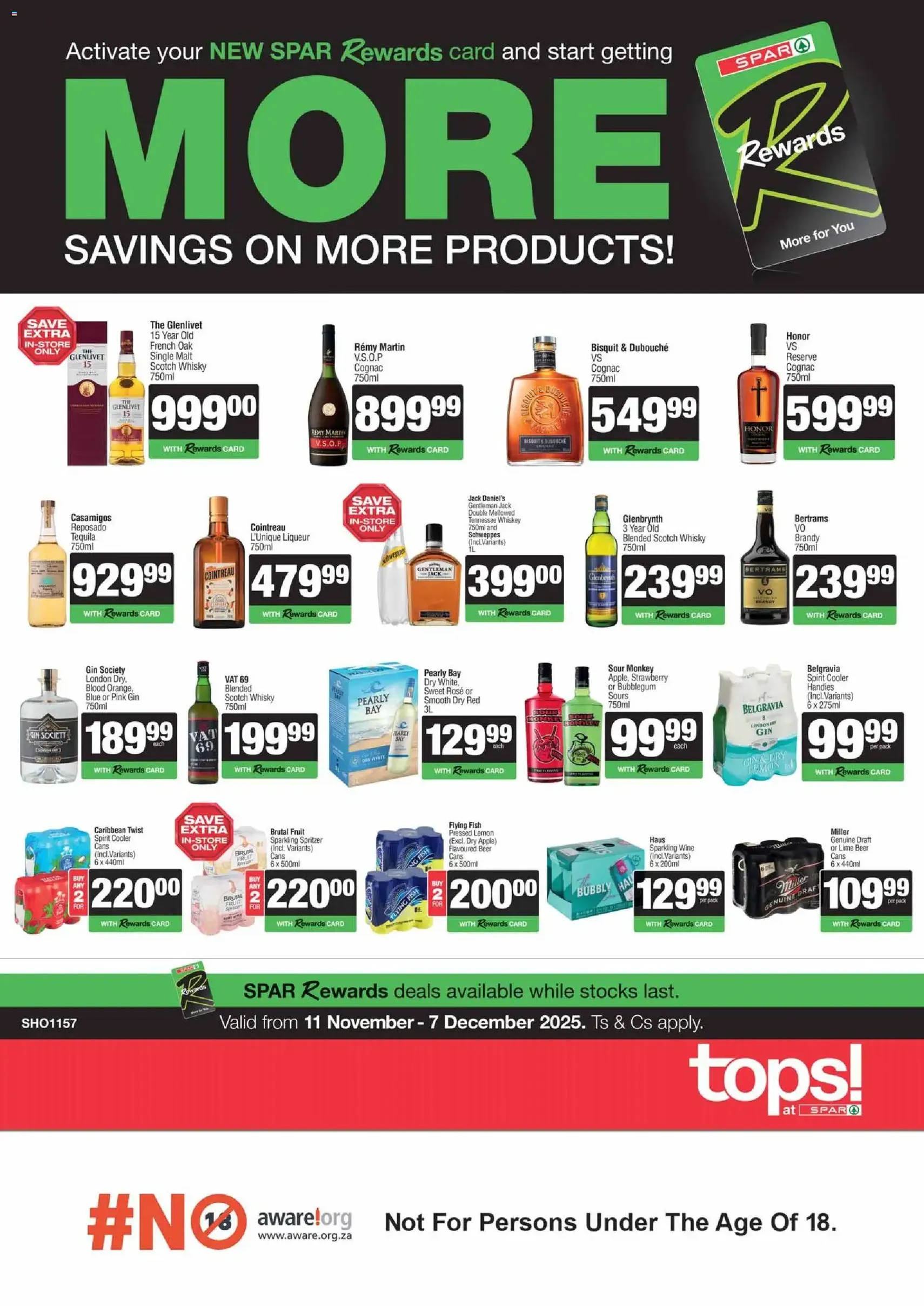 Tops at Spar Specials - valid flyer from 11/11/2025, page 1 of 1