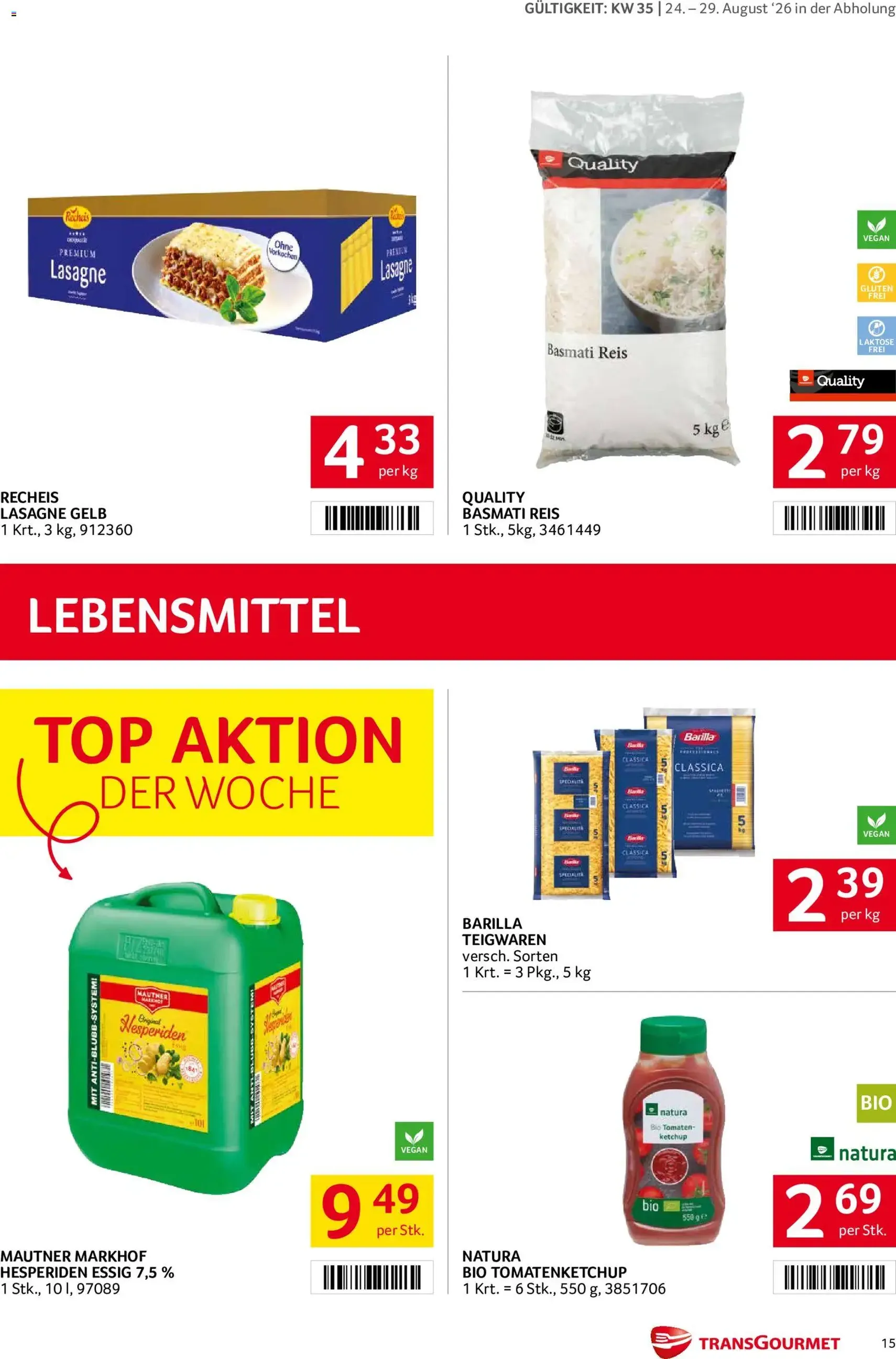 Transgourmet Flugblatt - Gültiger Prospekt ab 24.08.2026, Seite 15 von insgesamt 28