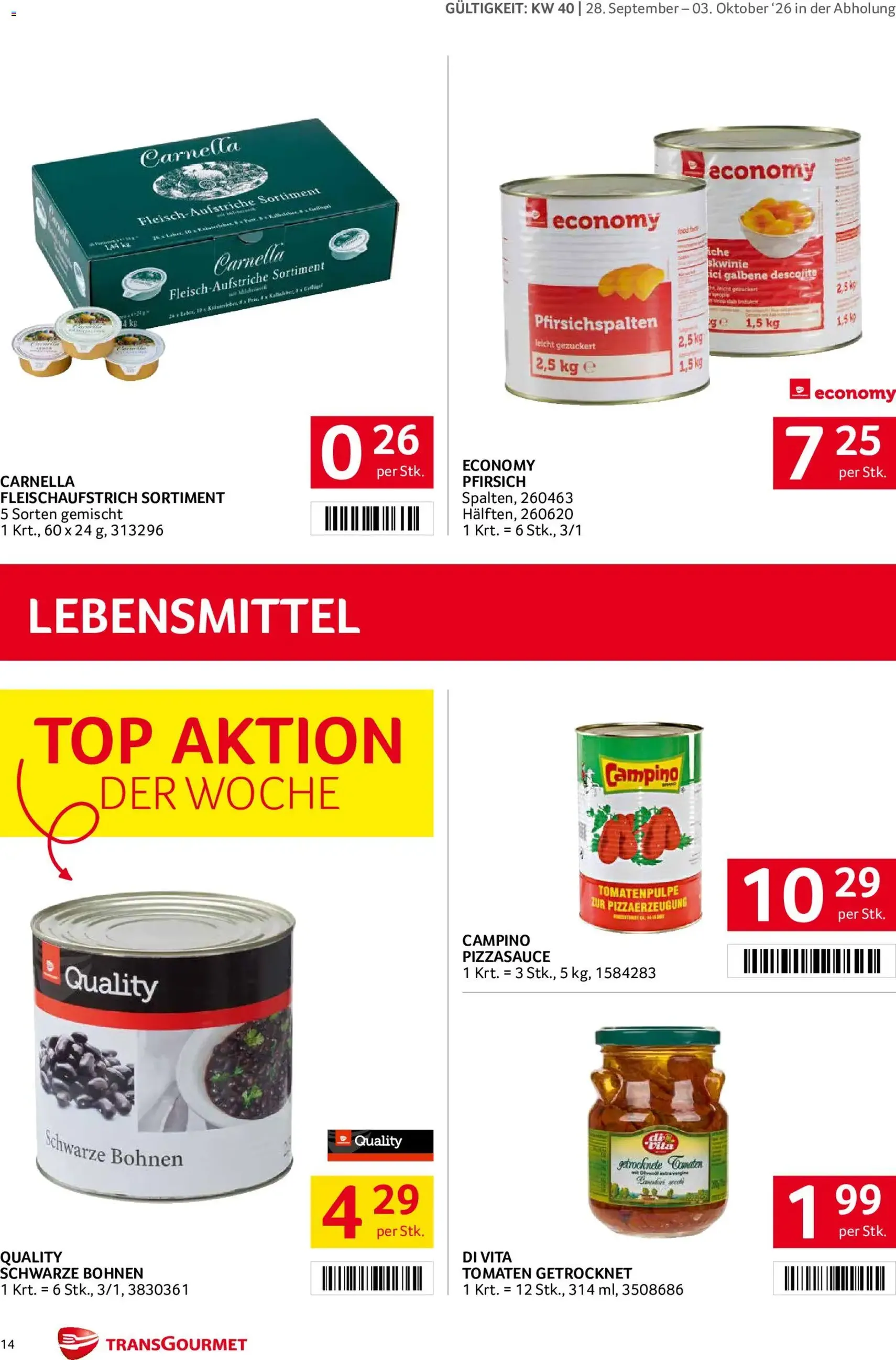Transgourmet Flugblatt - Gültiger Prospekt ab 28.09.2026, Seite 14 von insgesamt 28