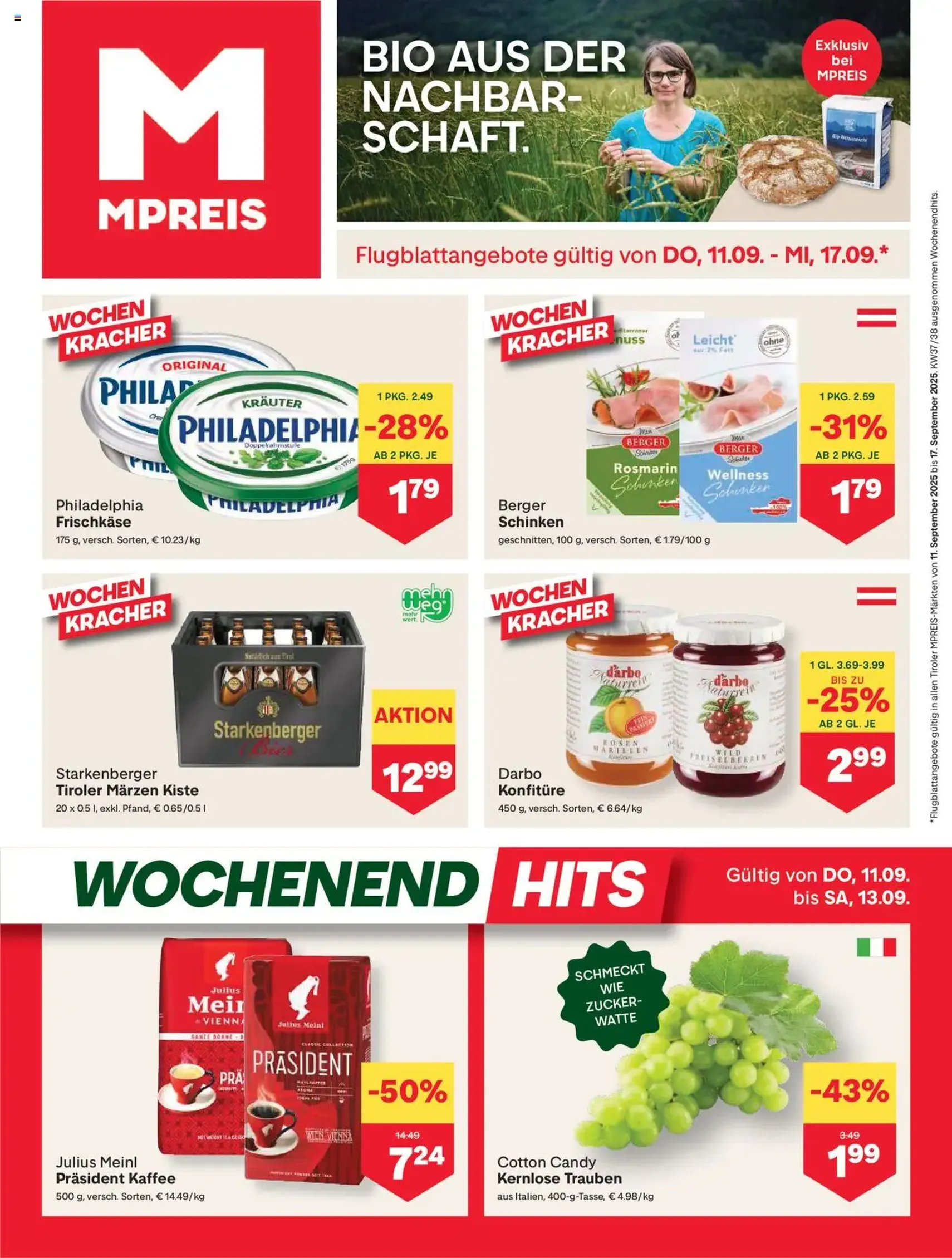 MPREIS Flugblatt - Gültiger Prospekt ab 11.09.2025, Seite 1 von insgesamt 12