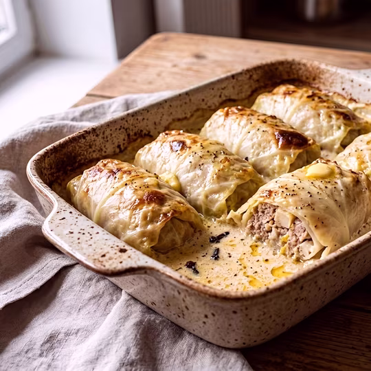 Náhľad receptu Mäsové závitky v kapustových listoch so smotanou a korením