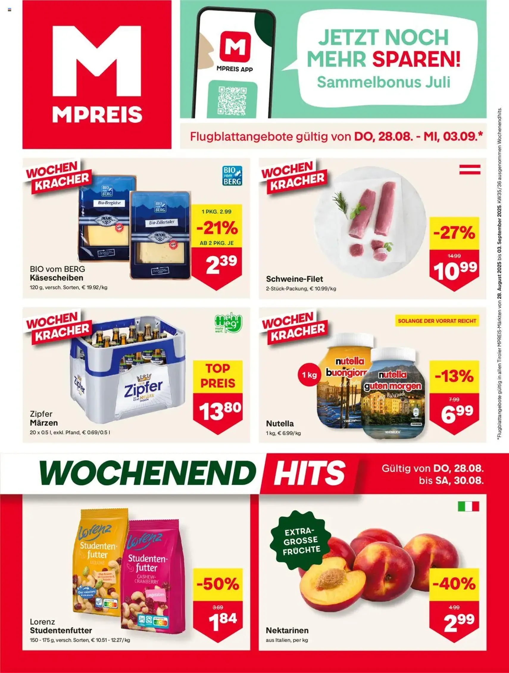 MPREIS Flugblatt - Gültiger Prospekt ab 28.08.2025, Seite 1 von insgesamt 12