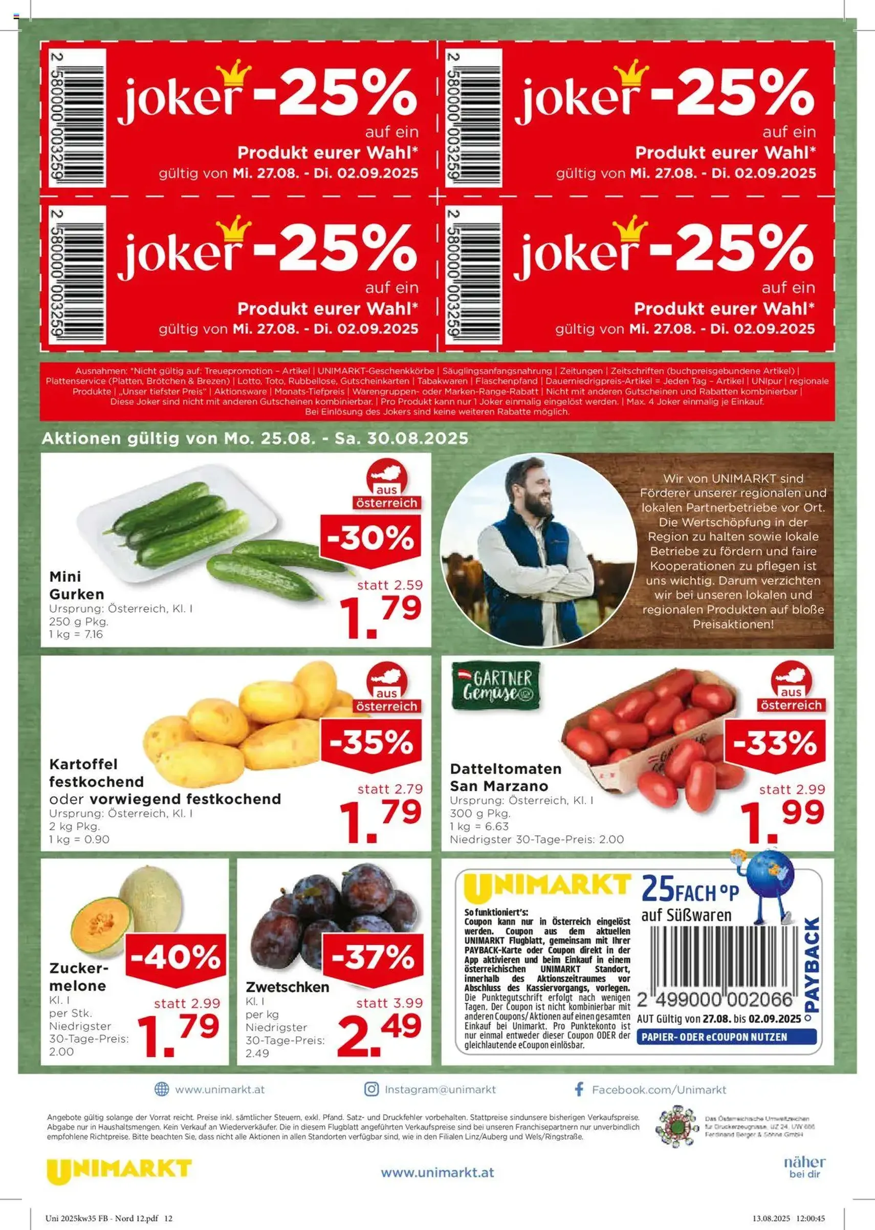 Unimarkt Flugblatt - Gültiger Prospekt ab 27.08.2025, Seite 12 von insgesamt 12