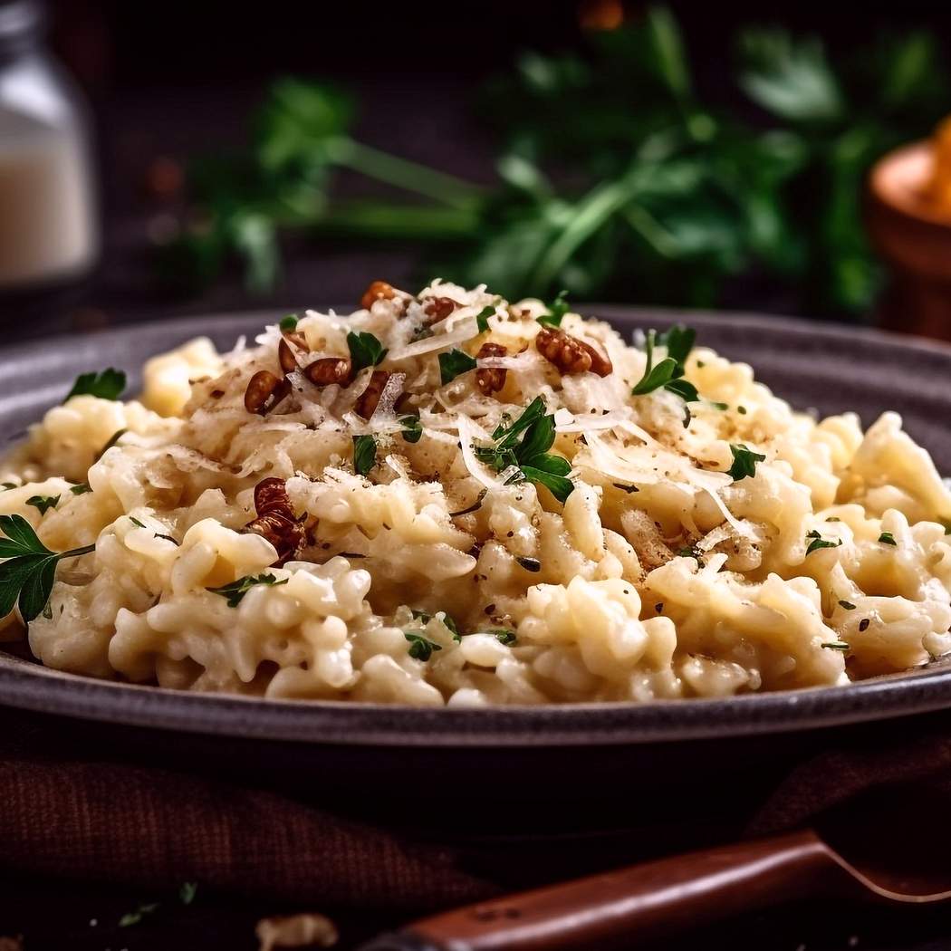 Szybkie i łatwe kremowe risotto z kurczakiem i szparagami