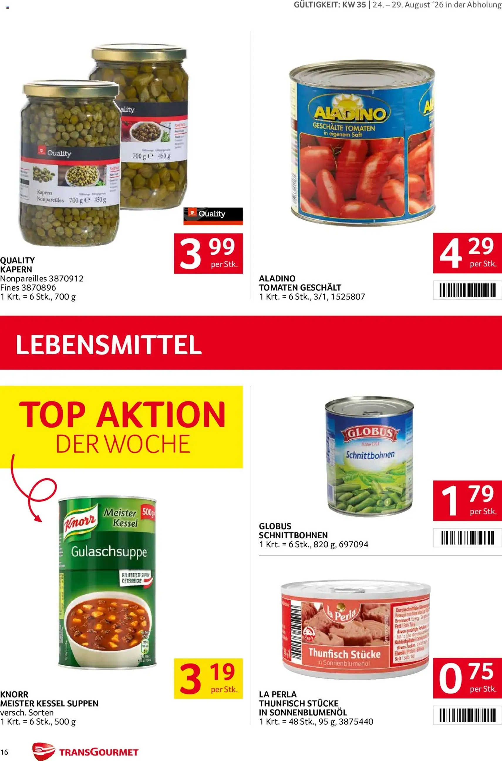 Transgourmet Flugblatt - Gültiger Prospekt ab 24.08.2026, Seite 16 von insgesamt 28