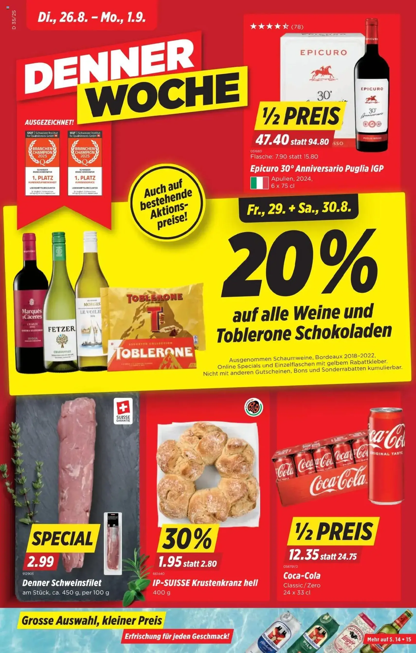 Denner Aktionen - Gültiger Prospekt ab 26.08.2025, Seite 1 von insgesamt 24 Denner Aktionen - Gültiger Prospekt ab 26.08.2025, Seite 1 von insgesamt 24