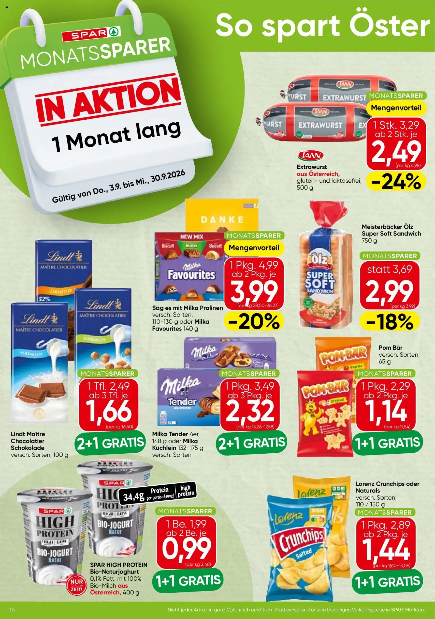 Spar - Flugblatt - Gültiger Prospekt ab 03.09.2026, Seite 14 von insgesamt 16