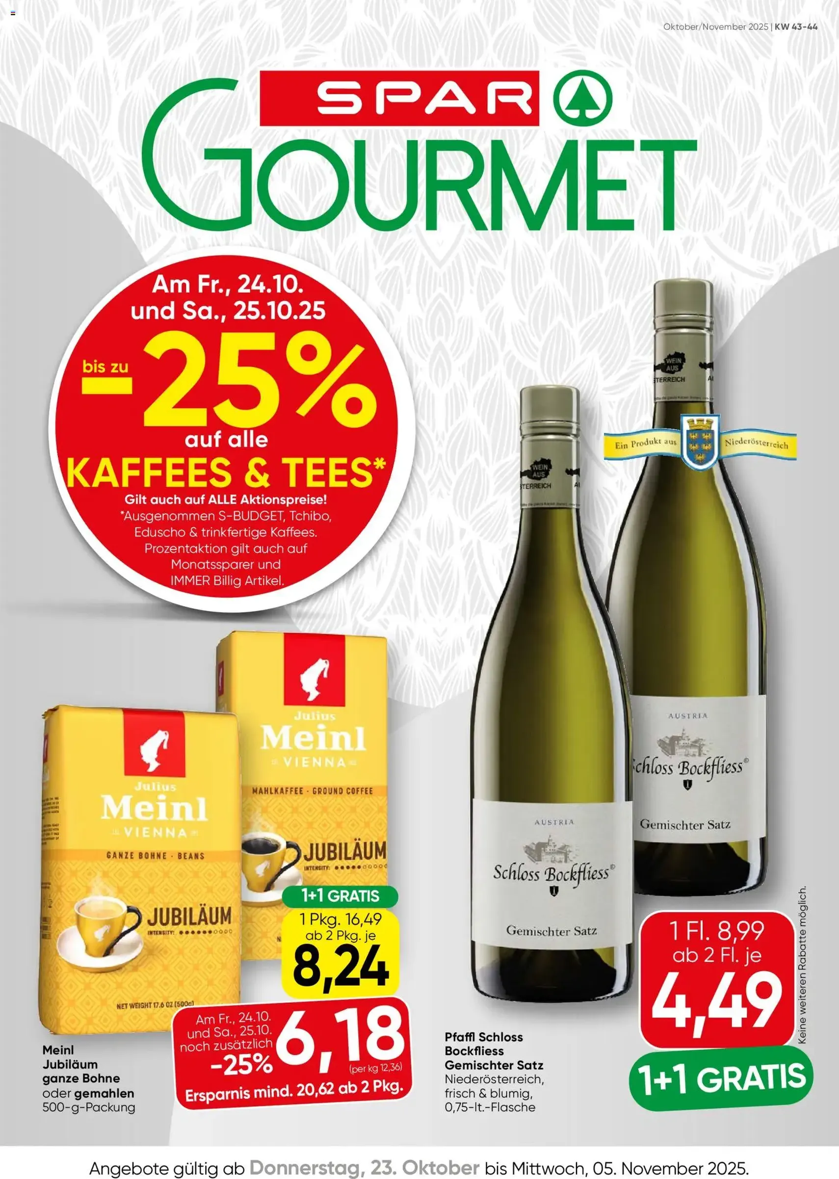 SPAR Gourmet Flugblatt - Gültiger Prospekt ab 23.10.2025, Seite 1 von insgesamt 12