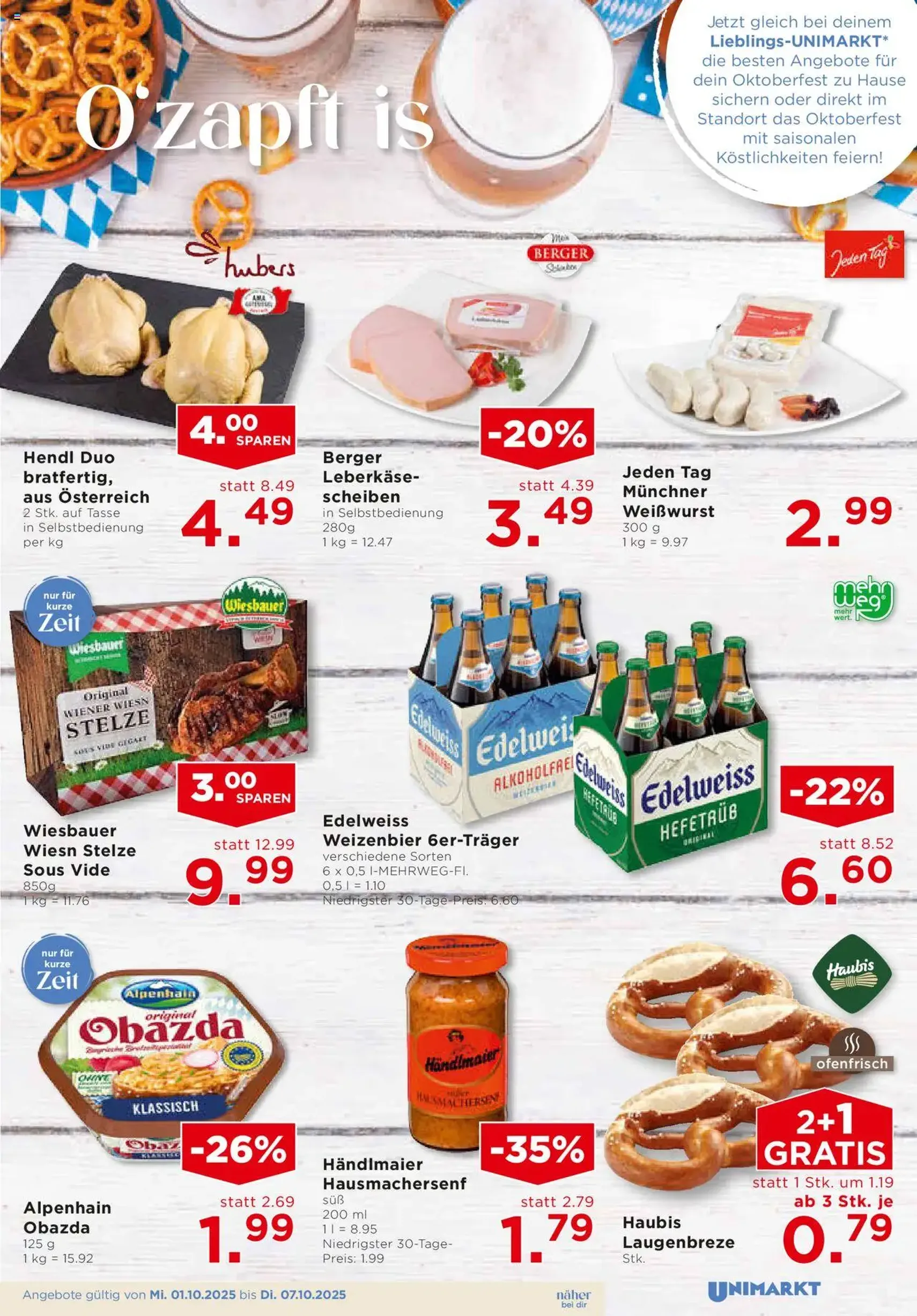 Unimarkt Flugblatt - Gültiger Prospekt ab 01.10.2025, Seite 7 von insgesamt 20 Unimarkt Flugblatt - Gültiger Prospekt ab 01.10.2025, Seite 7 von insgesamt 20