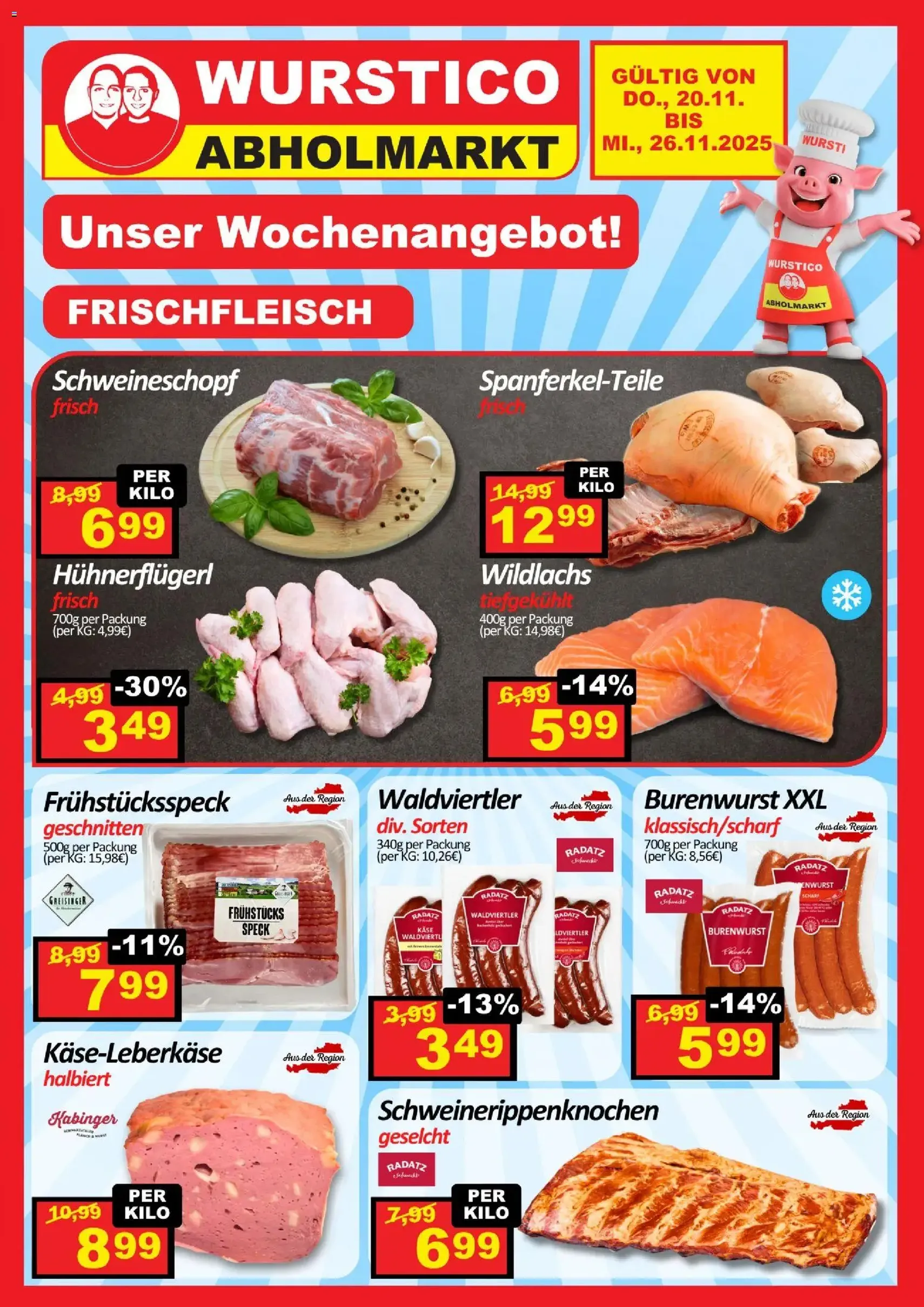 Wurstico Abholmarkt Flugblatt - Gültiger Prospekt ab 20.11.2025, Seite 1 von insgesamt 4