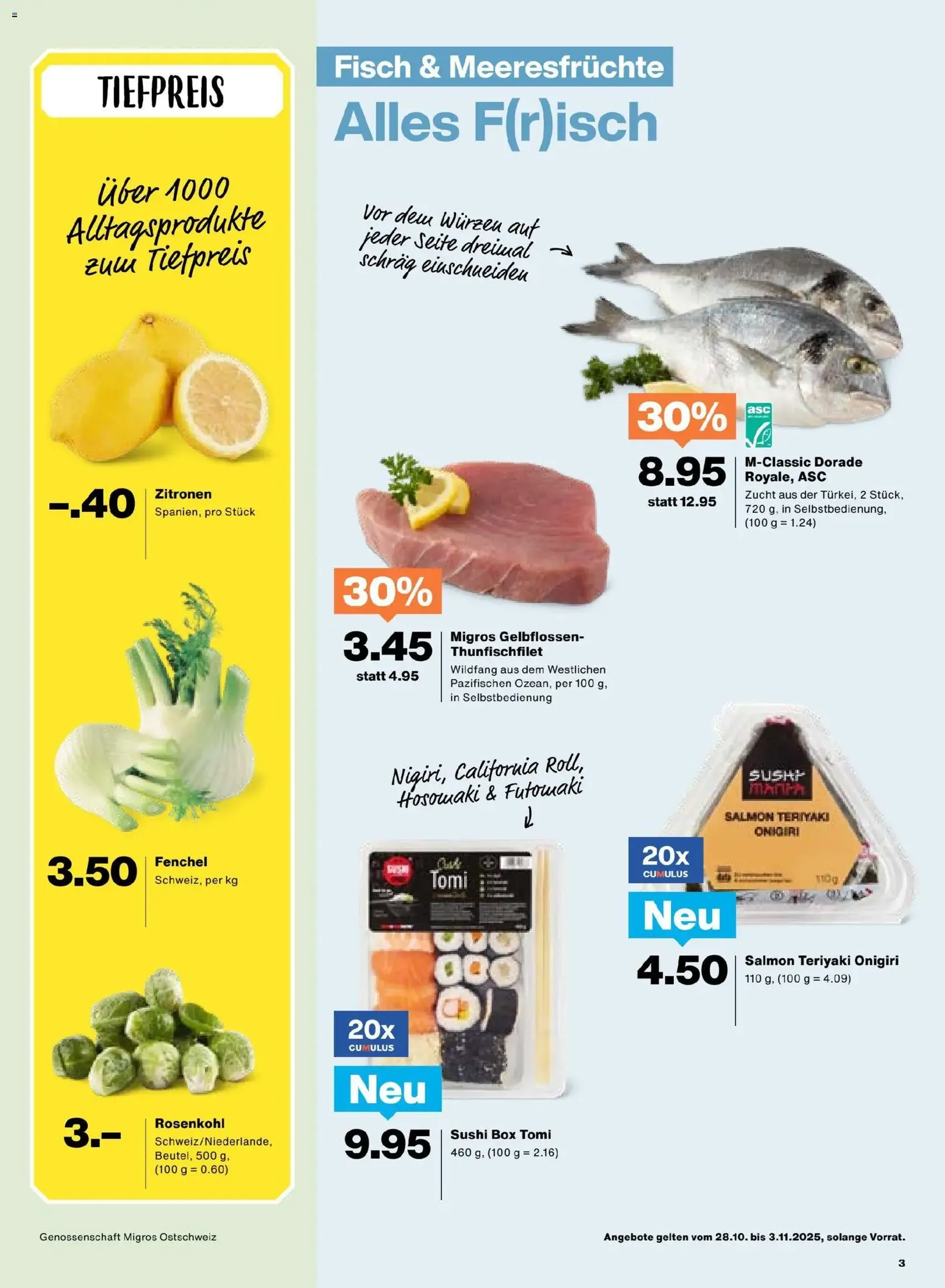 Migros Aktionen - Gültiger Prospekt ab 28.10.2025, Seite 3 von insgesamt 24 Migros Aktionen - Gültiger Prospekt ab 28.10.2025, Seite 3 von insgesamt 24