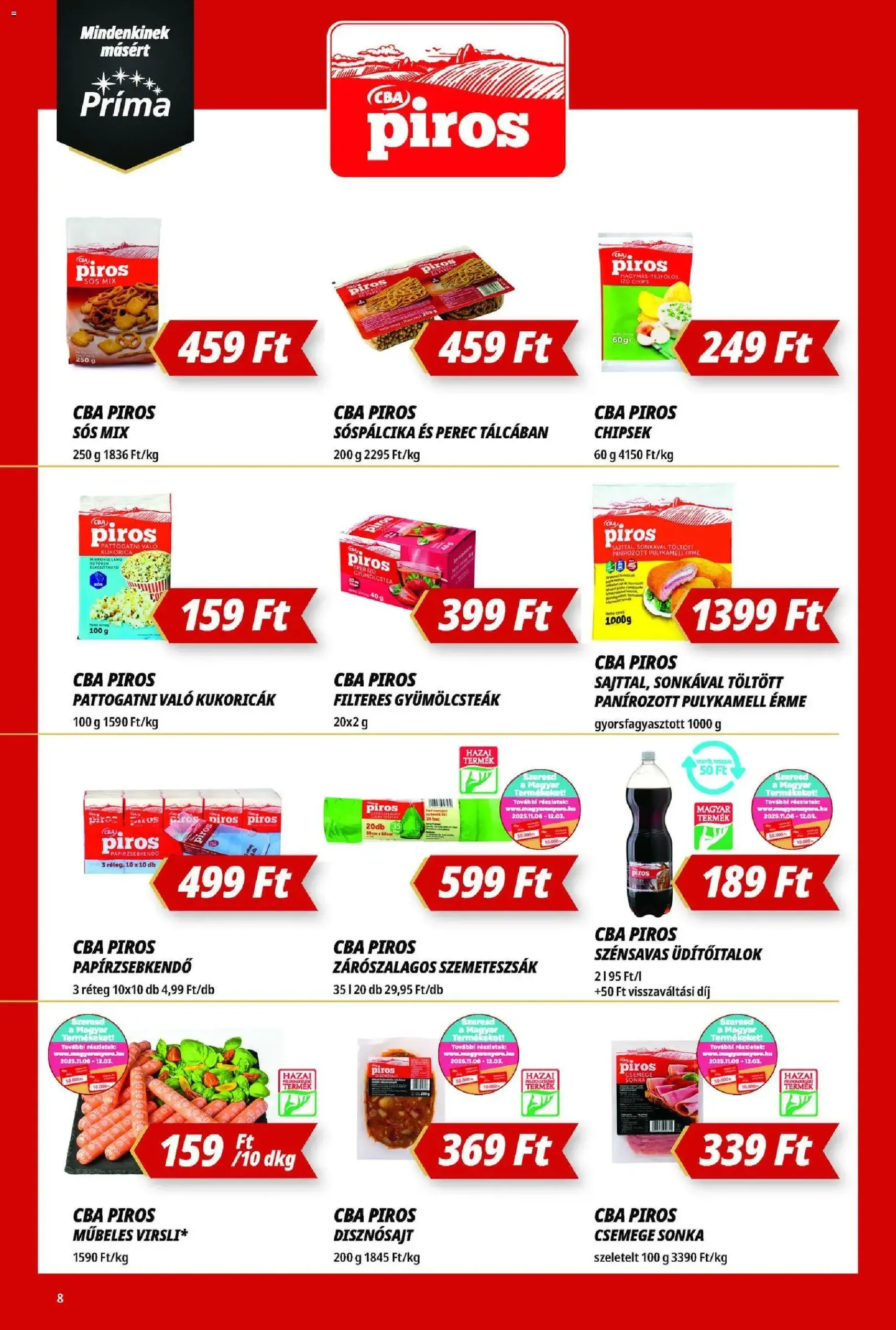 CBA Príma Akciós újság - 2025.11.13. érvényes szórólap 8 oldal 16 oldalból