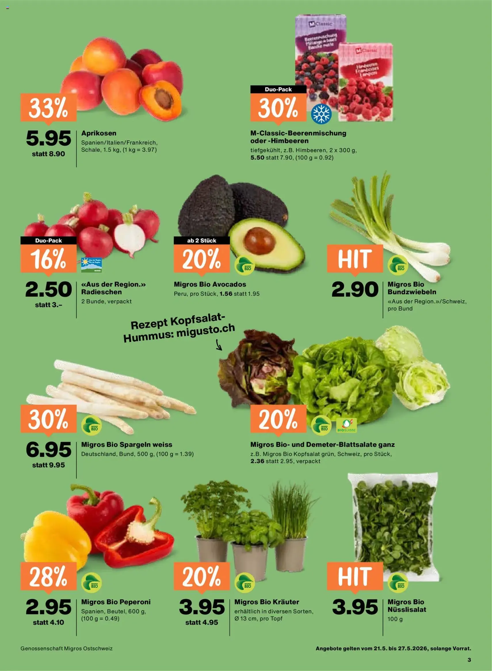 Migros aktionen - Gültiger Prospekt ab 21.05.2026, Seite 3 von insgesamt 24