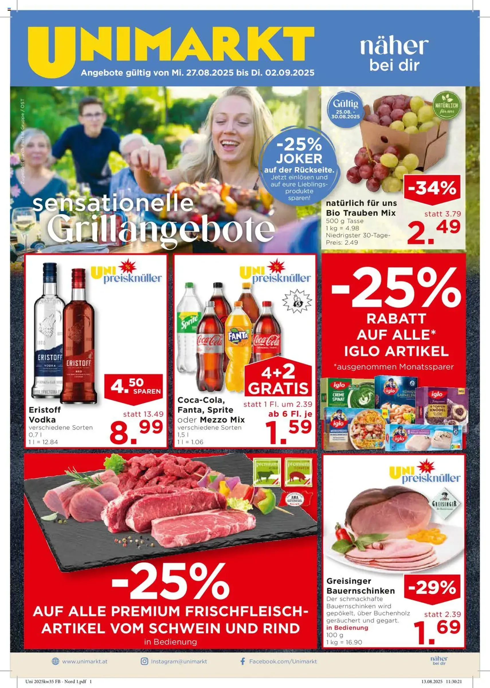 Unimarkt Flugblatt - Gültiger Prospekt ab 27.08.2025, Seite 1 von insgesamt 12