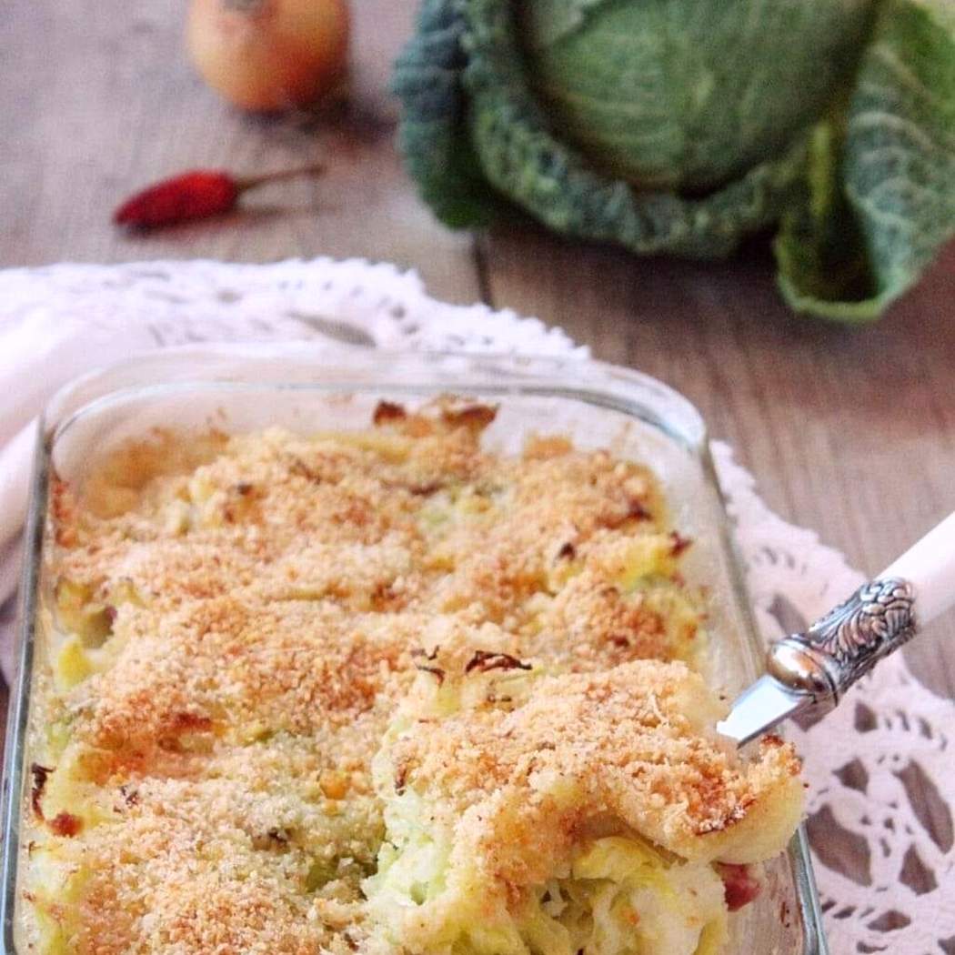 Verza filante gratinata al forno