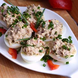 Recipe preview Tuna stuffed eggs