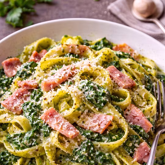 Náhľad receptu Tagliatelle s krémovým špenátom a šunkou