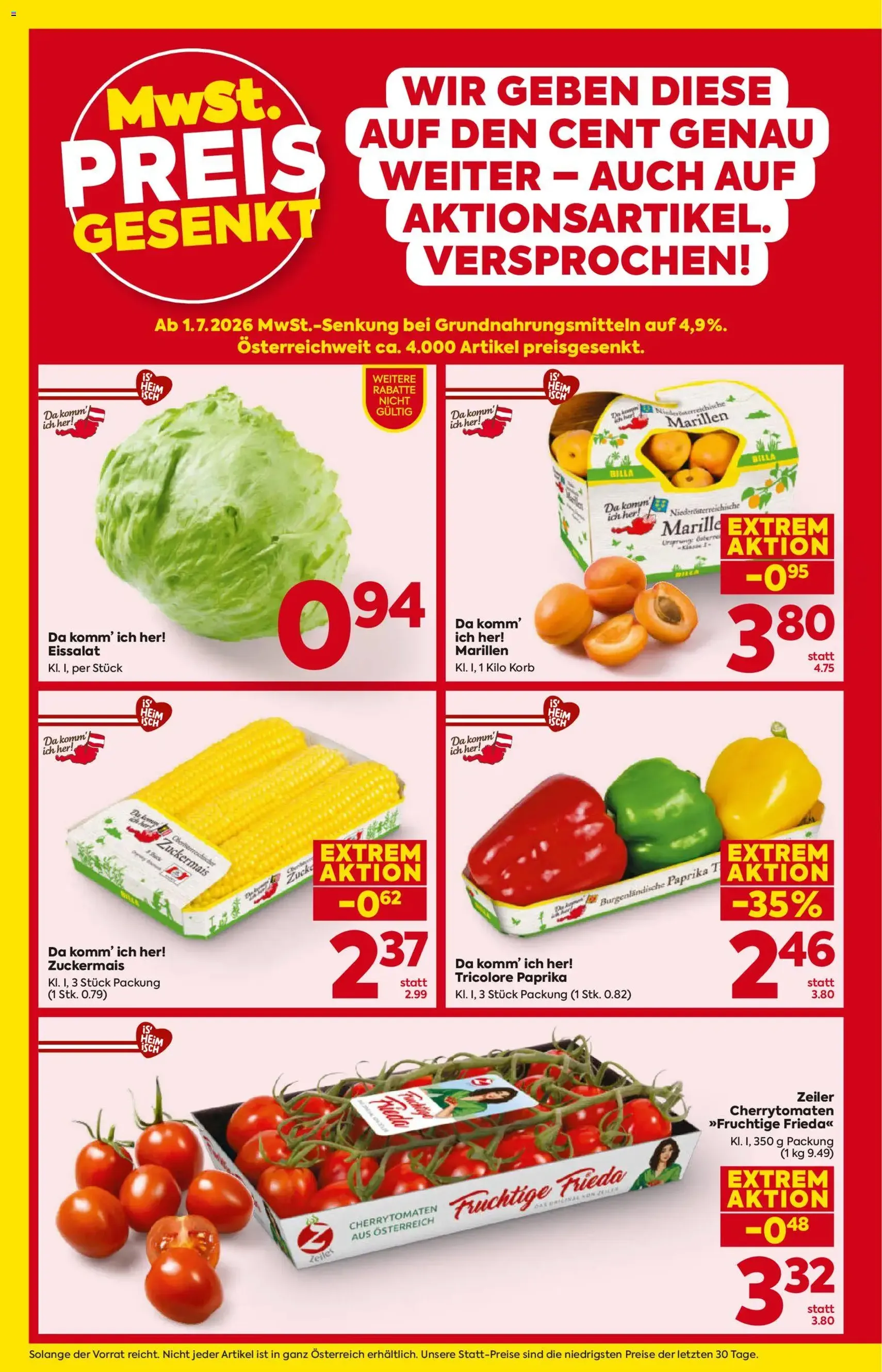 Billa - Flugblatt - Gültiger Prospekt ab 09.07.2026, Seite 4 von insgesamt 16