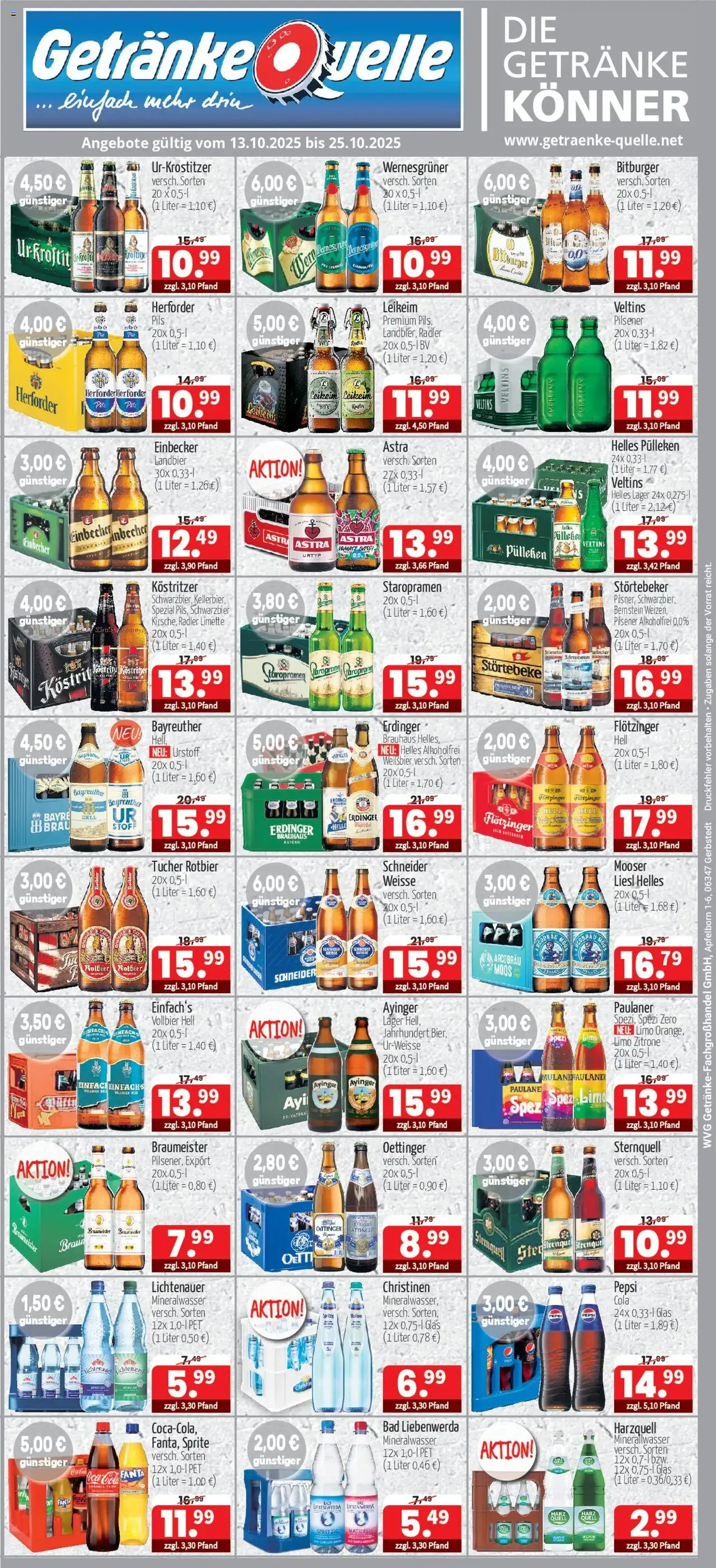 Getränke Quelle Prospekt - Gültiger Prospekt ab 13.10.2025, Seite 1 von insgesamt 1