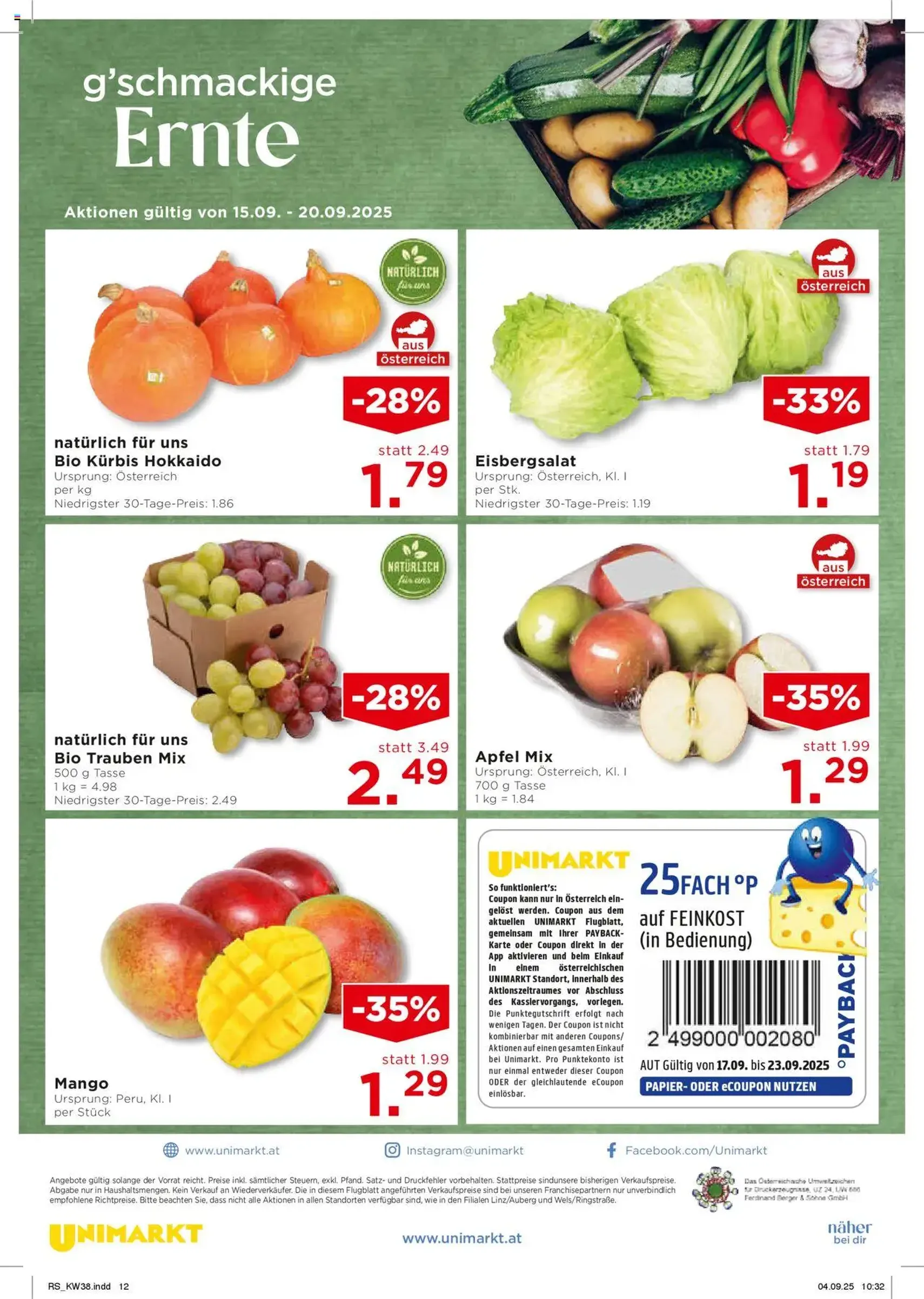 Unimarkt Flugblatt - Gültiger Prospekt ab 17.09.2025, Seite 14 von insgesamt 16