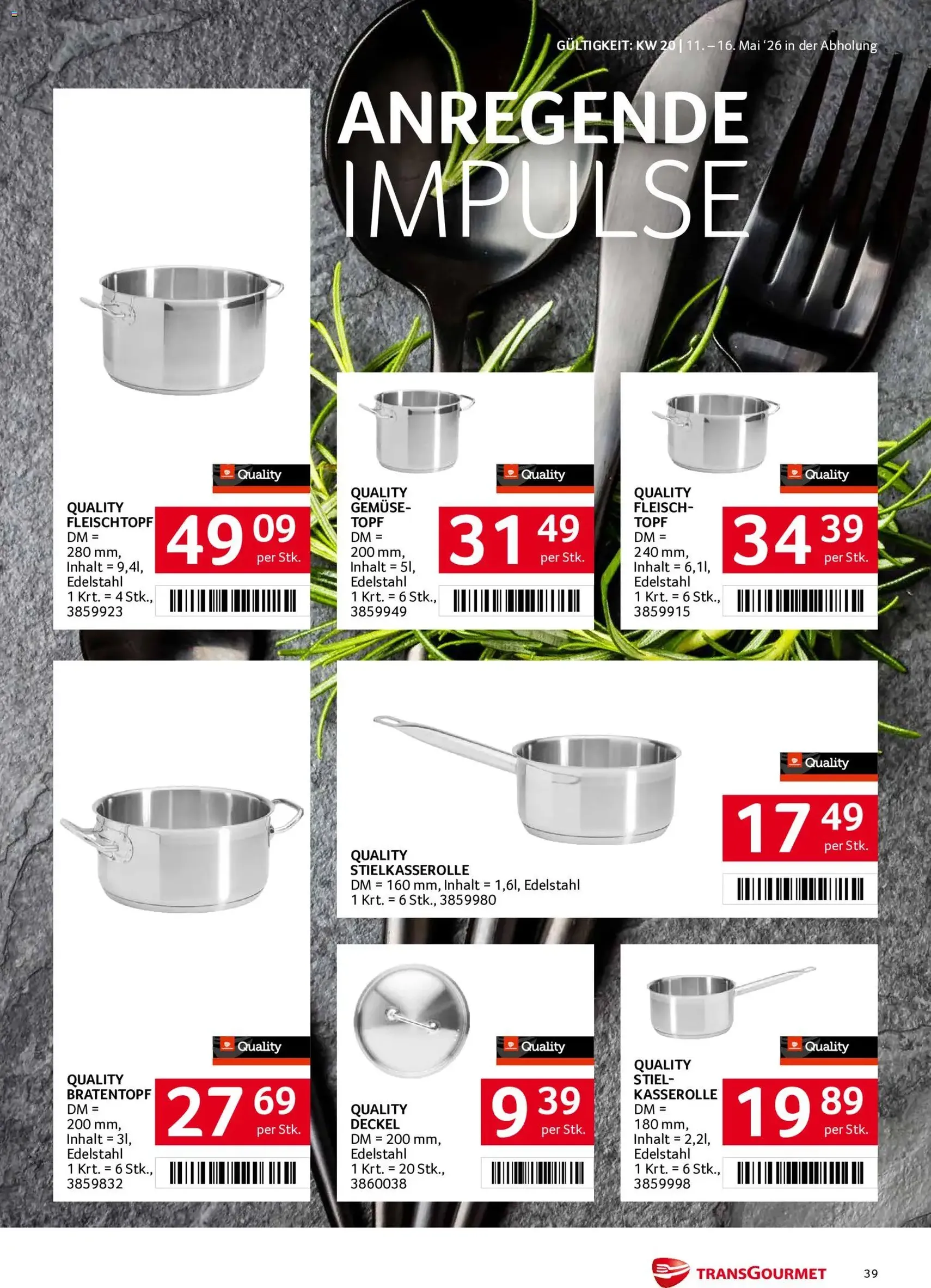Transgourmet Flugblatt - Gültiger Prospekt ab 11.05.2026, Seite 39 von insgesamt 40