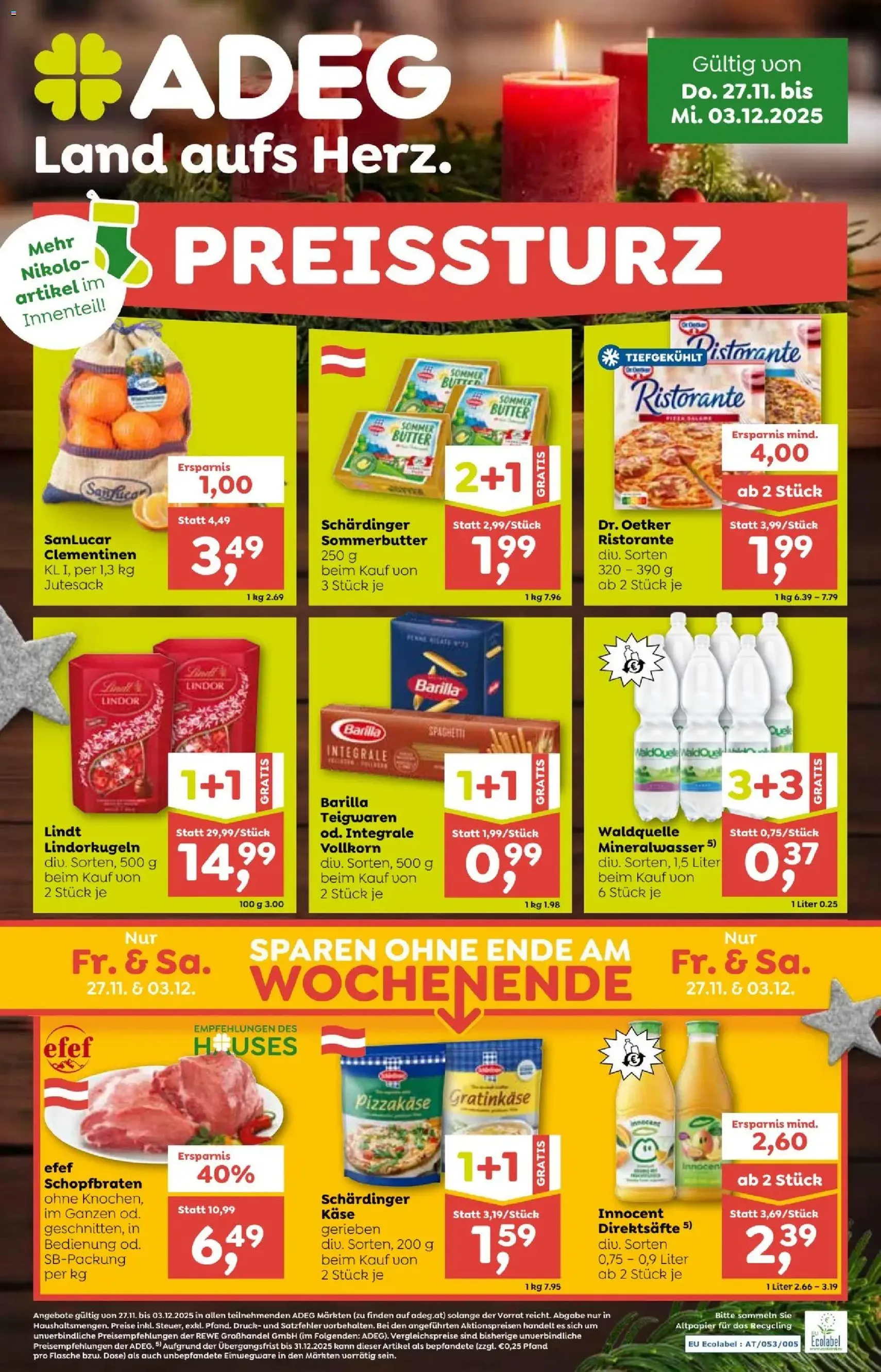 ADEG Flugblatt - Gültiger Prospekt ab 27.11.2025, Seite 1 von insgesamt 12
