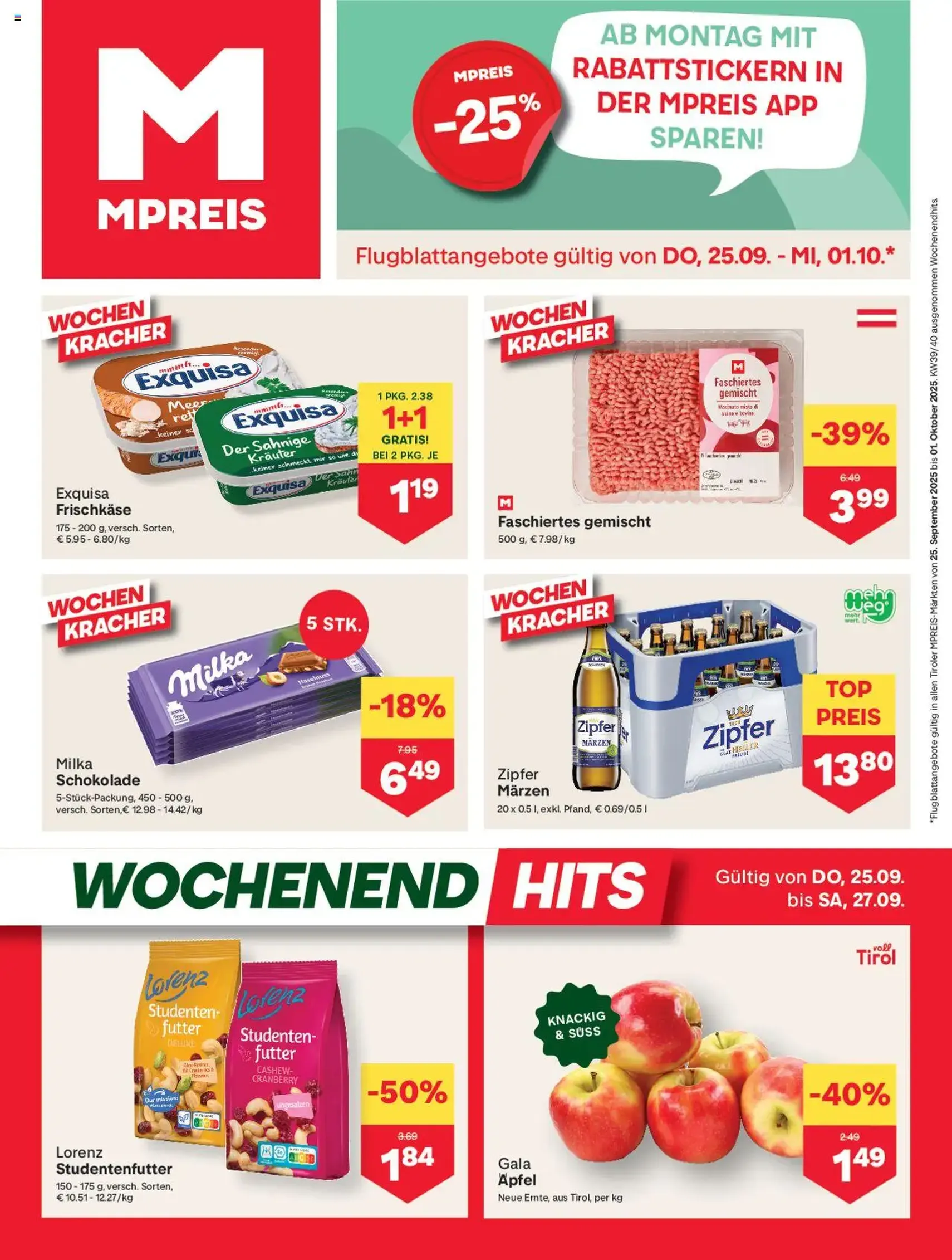 MPREIS Flugblatt - Gültiger Prospekt ab 25.09.2025, Seite 1 von insgesamt 12