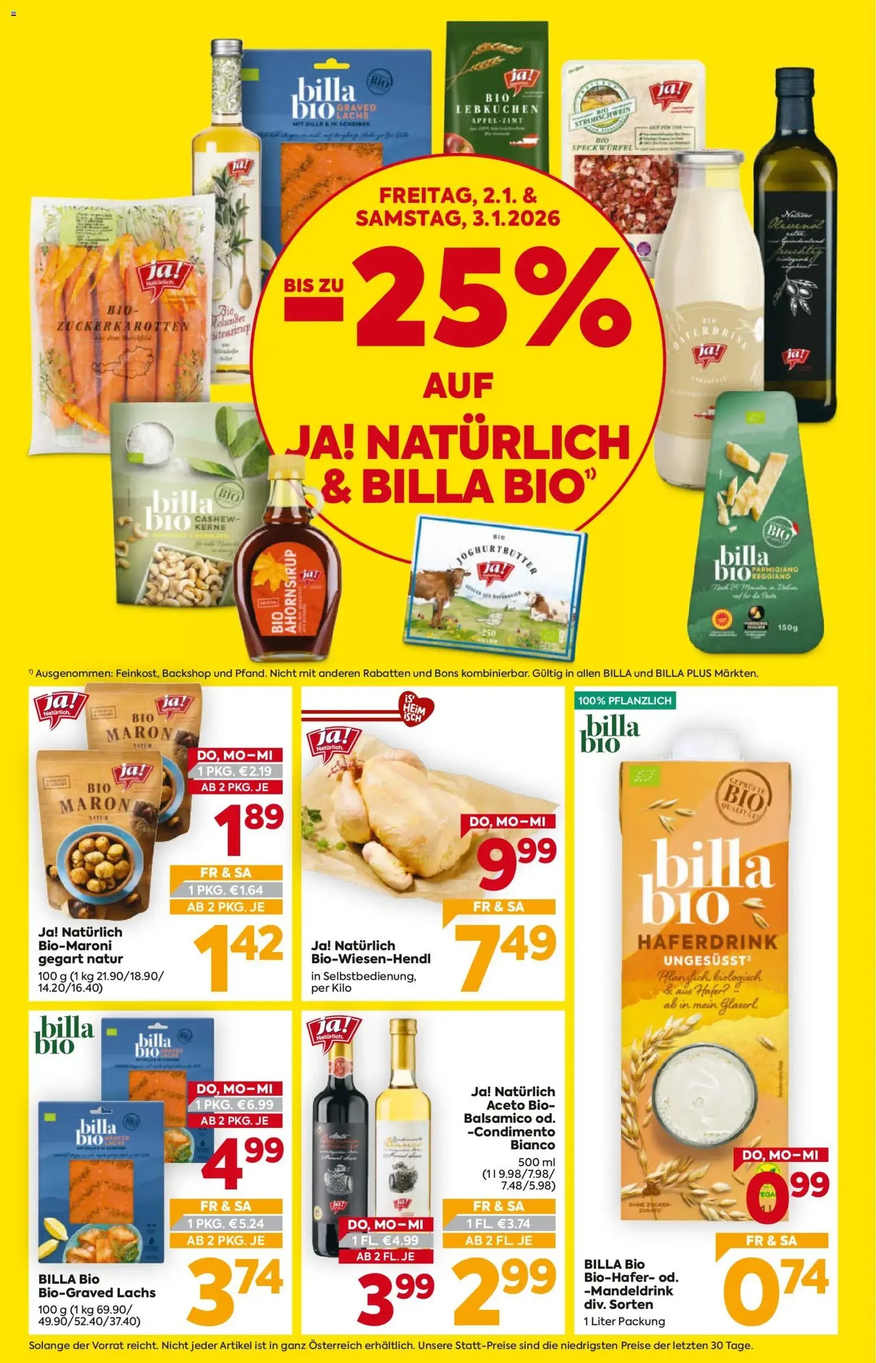 Billa Flugblatt - Gültiger Prospekt ab 02.01.2026, Seite 2 von insgesamt 20