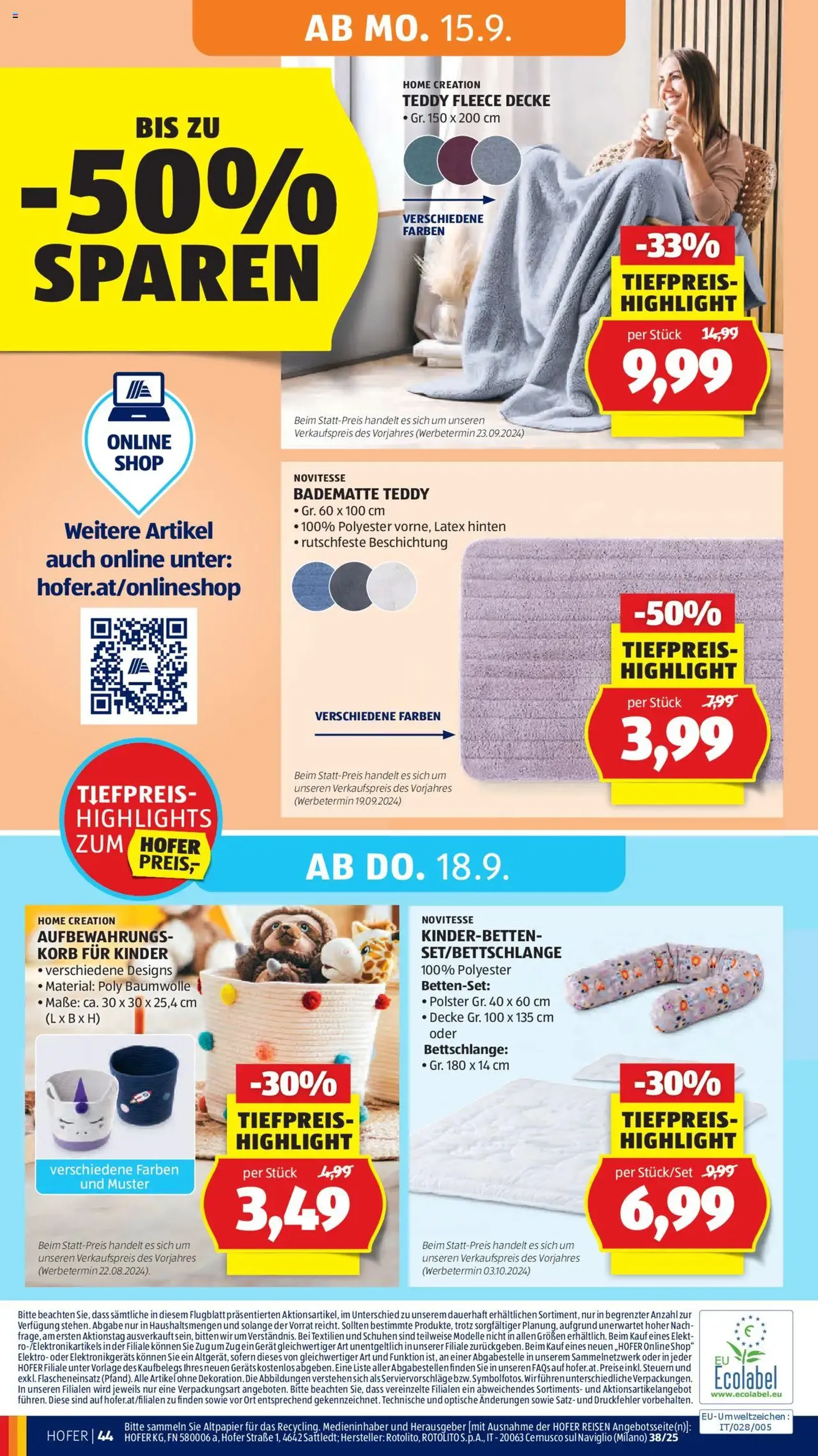 Hofer Flugblatt - Gültiger Prospekt ab 12.09.2025, Seite 48 von insgesamt 49