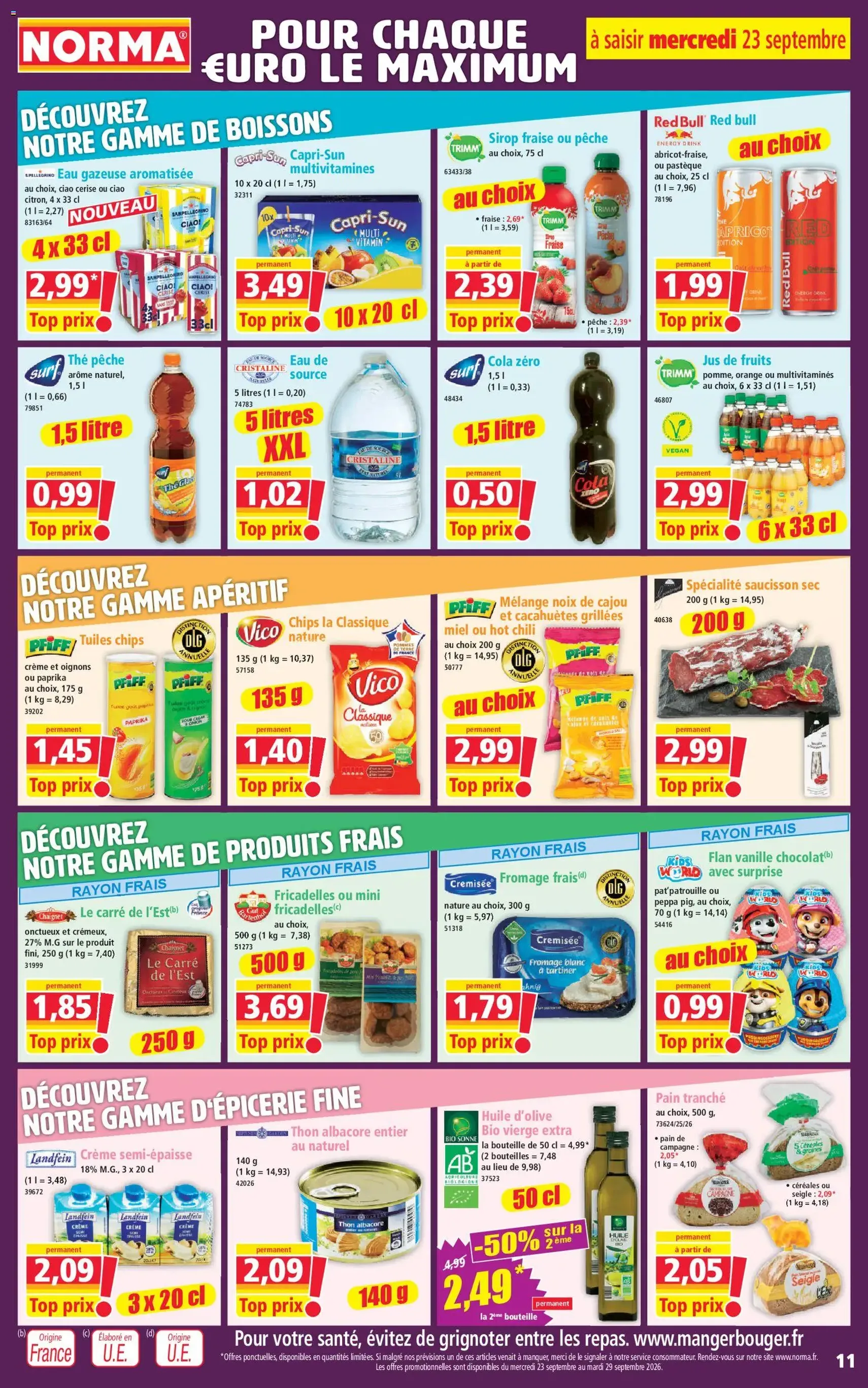 Norma catalogue - brochure valable à partir du 23/09/2026, page 11 sur 14
