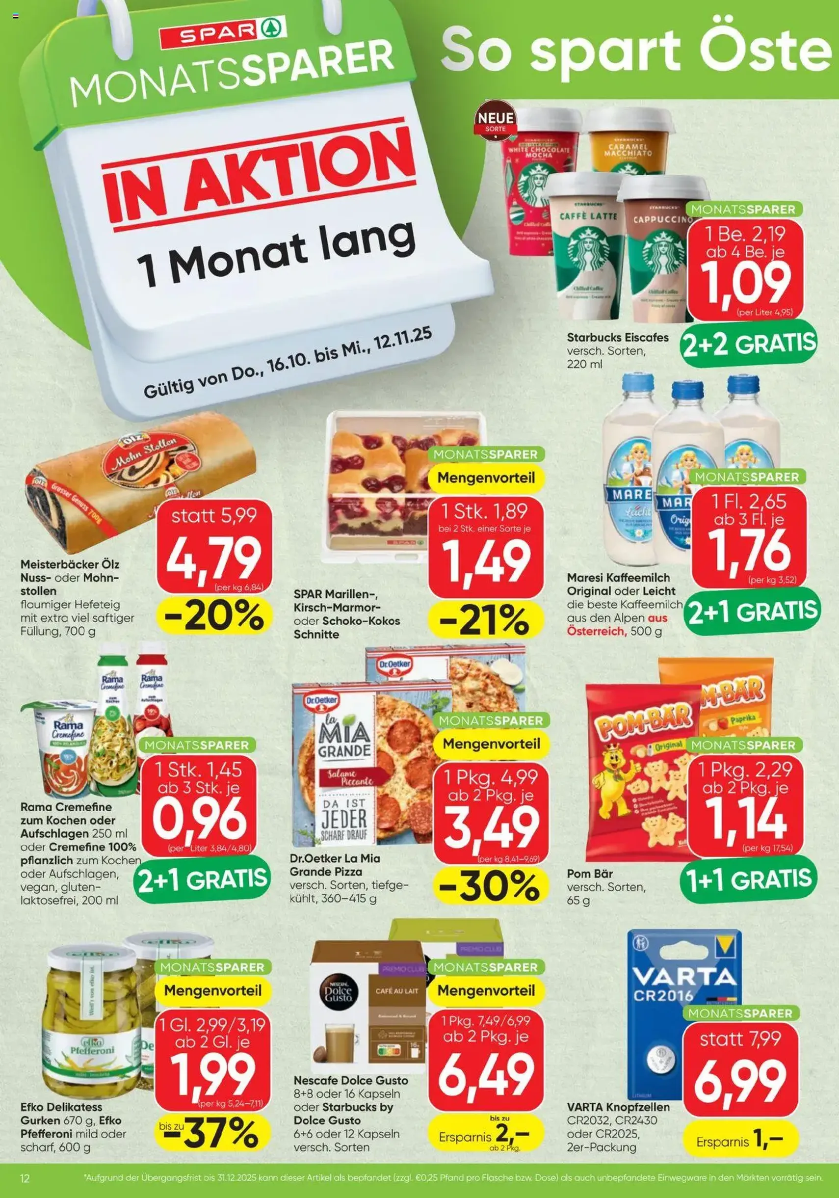 Spar Flugblatt - Gültiger Prospekt ab 16.10.2025, Seite 12 von insgesamt 16 Spar Flugblatt - Gültiger Prospekt ab 16.10.2025, Seite 12 von insgesamt 16