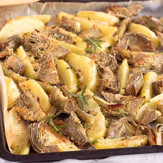 Anteprima ricetta Carciofi e Patate al Forno Gratinati