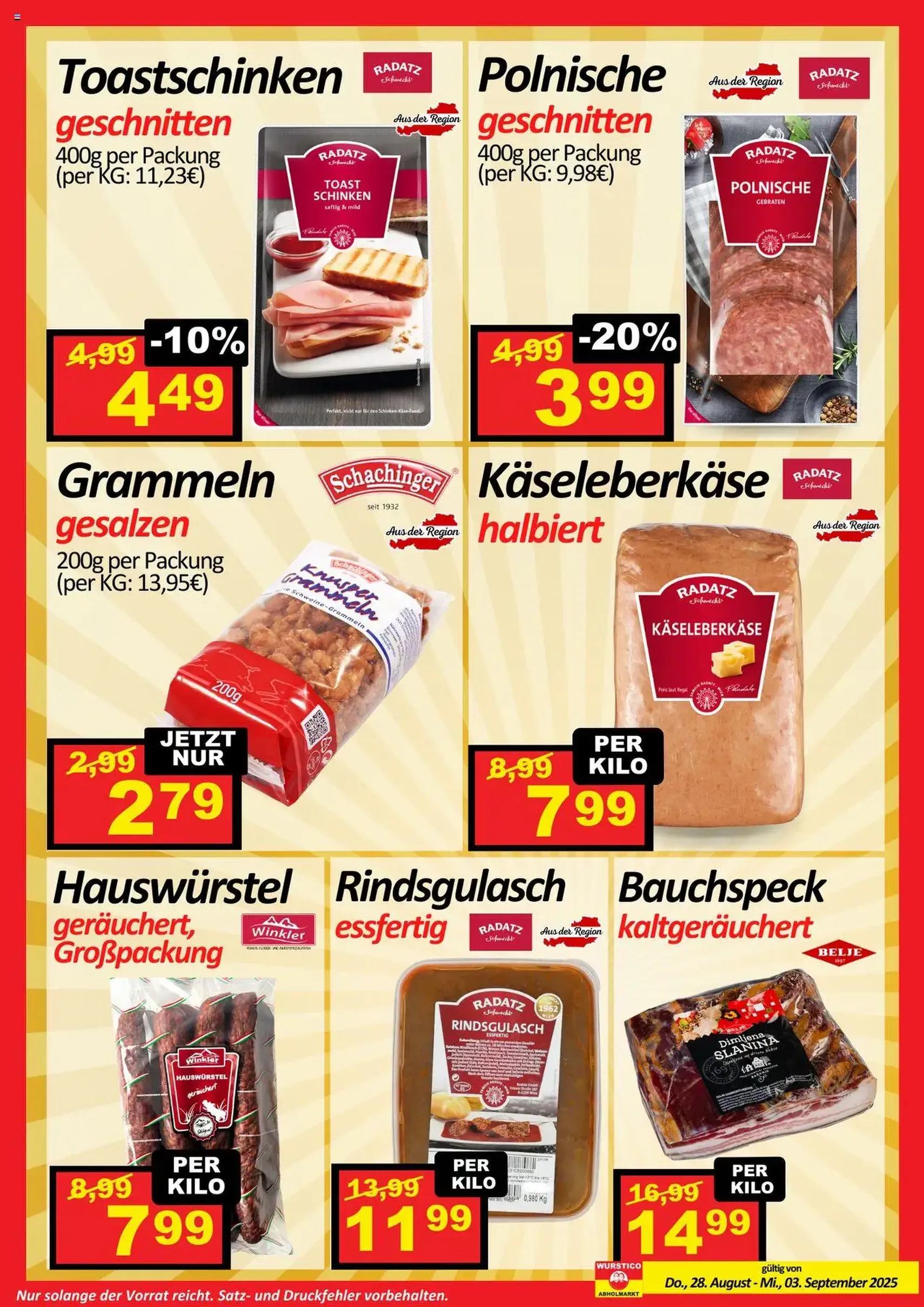 Wurstico Abholmarkt Flugblatt - Gültiger Prospekt ab 28.08.2025, Seite 2 von insgesamt 3