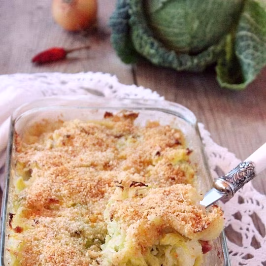 Anteprima ricetta Verza filante gratinata al forno