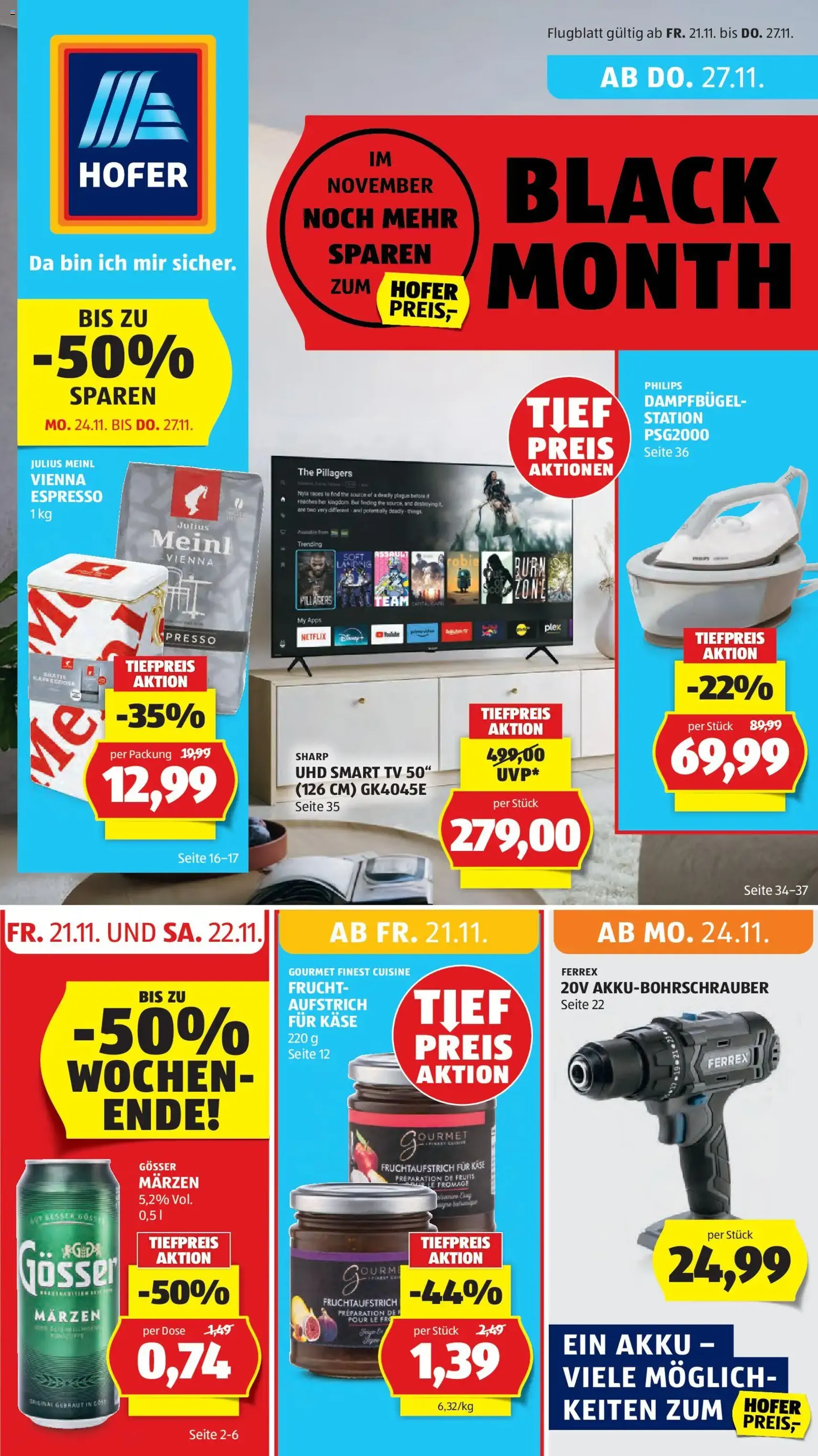 Hofer - Black Friday - Gültiger Prospekt ab 21.11.2025, Seite 1 von insgesamt 63