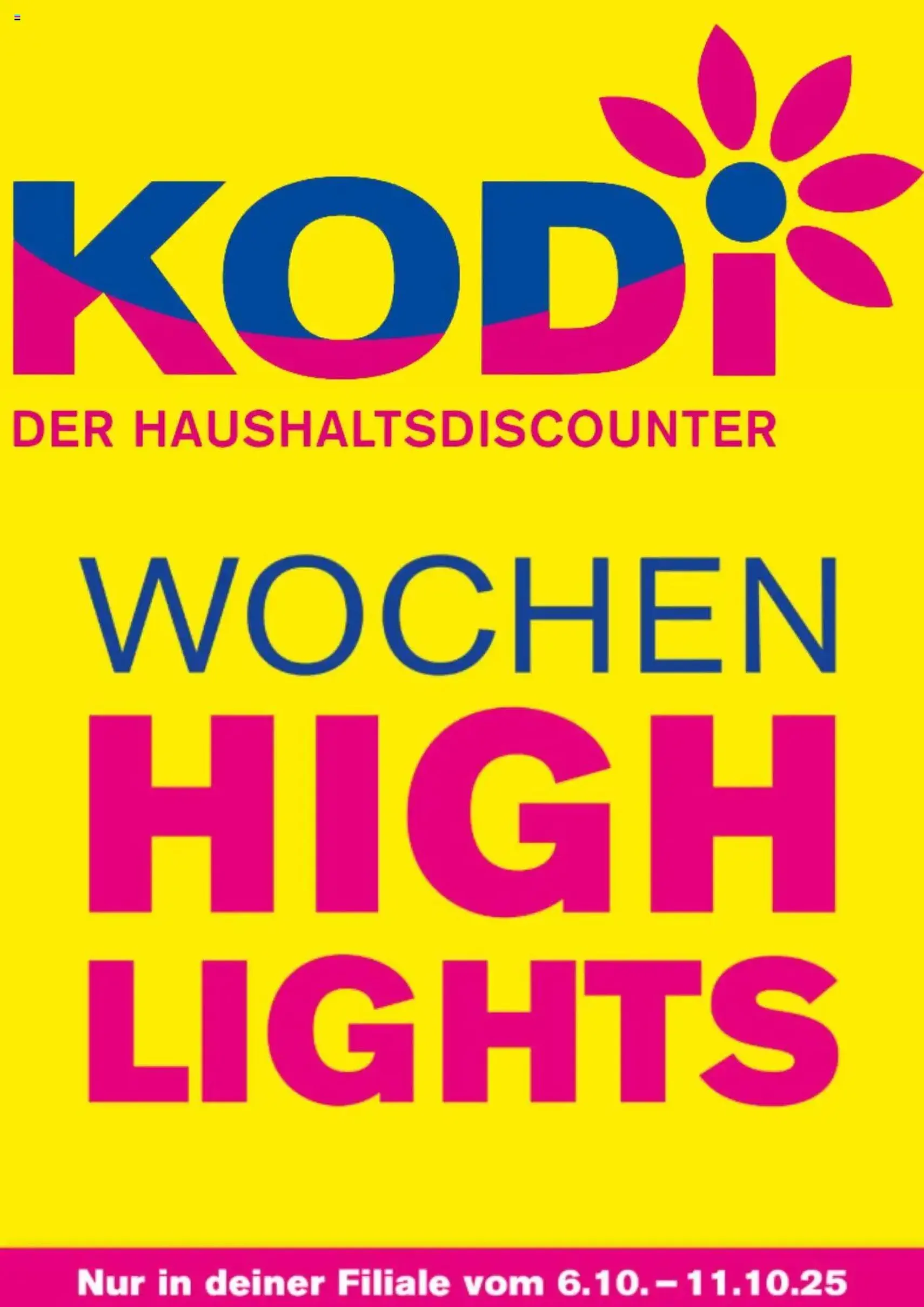 KODi Prospekt - Gültiger Prospekt ab 06.10.2025, Seite 1 von insgesamt 5