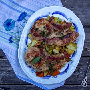 Recipe preview Pork loin on frozen vegetables