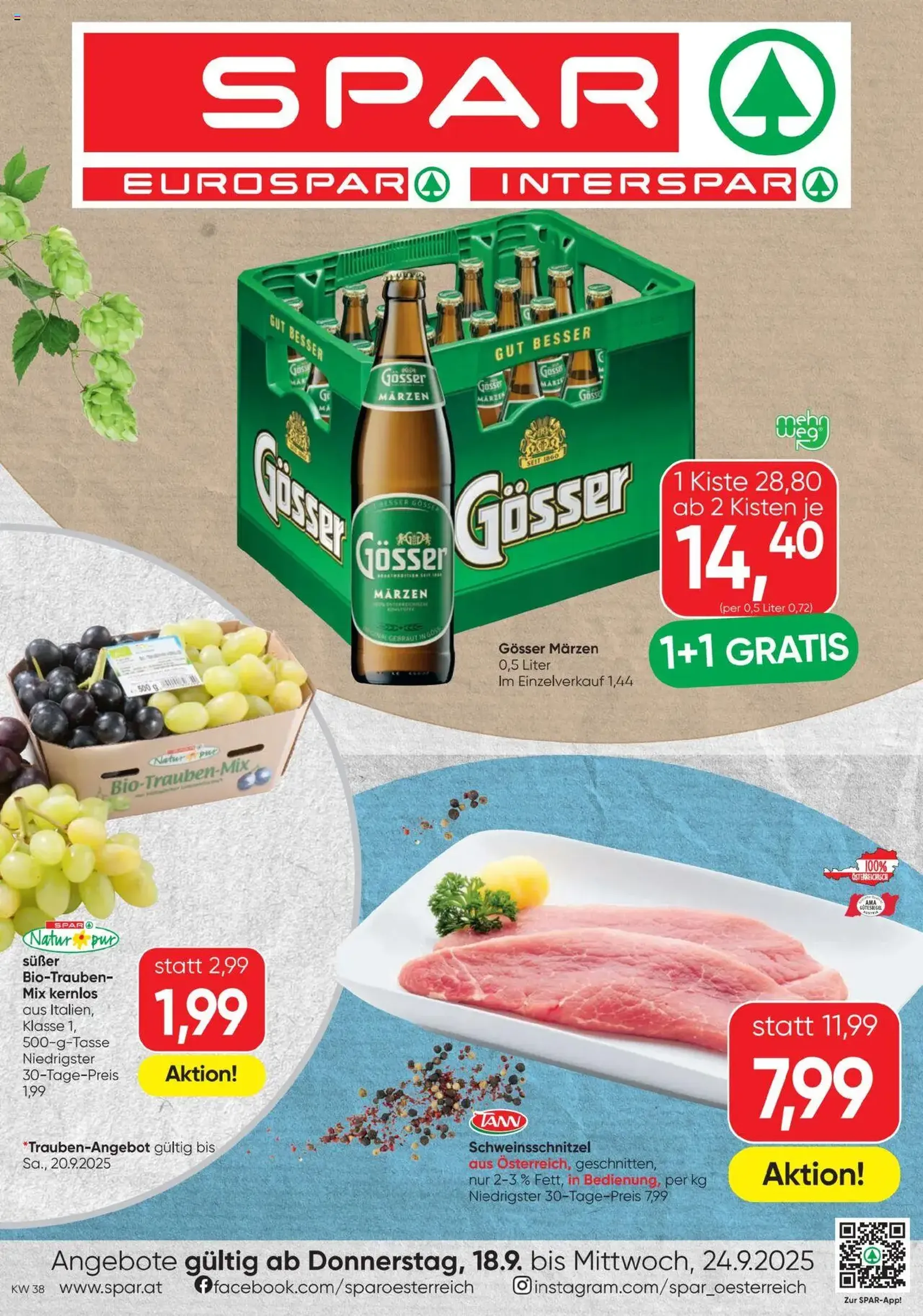 Spar Flugblatt - Gültiger Prospekt ab 18.09.2025, Seite 1 von insgesamt 16 Spar Flugblatt - Gültiger Prospekt ab 18.09.2025, Seite 1 von insgesamt 16