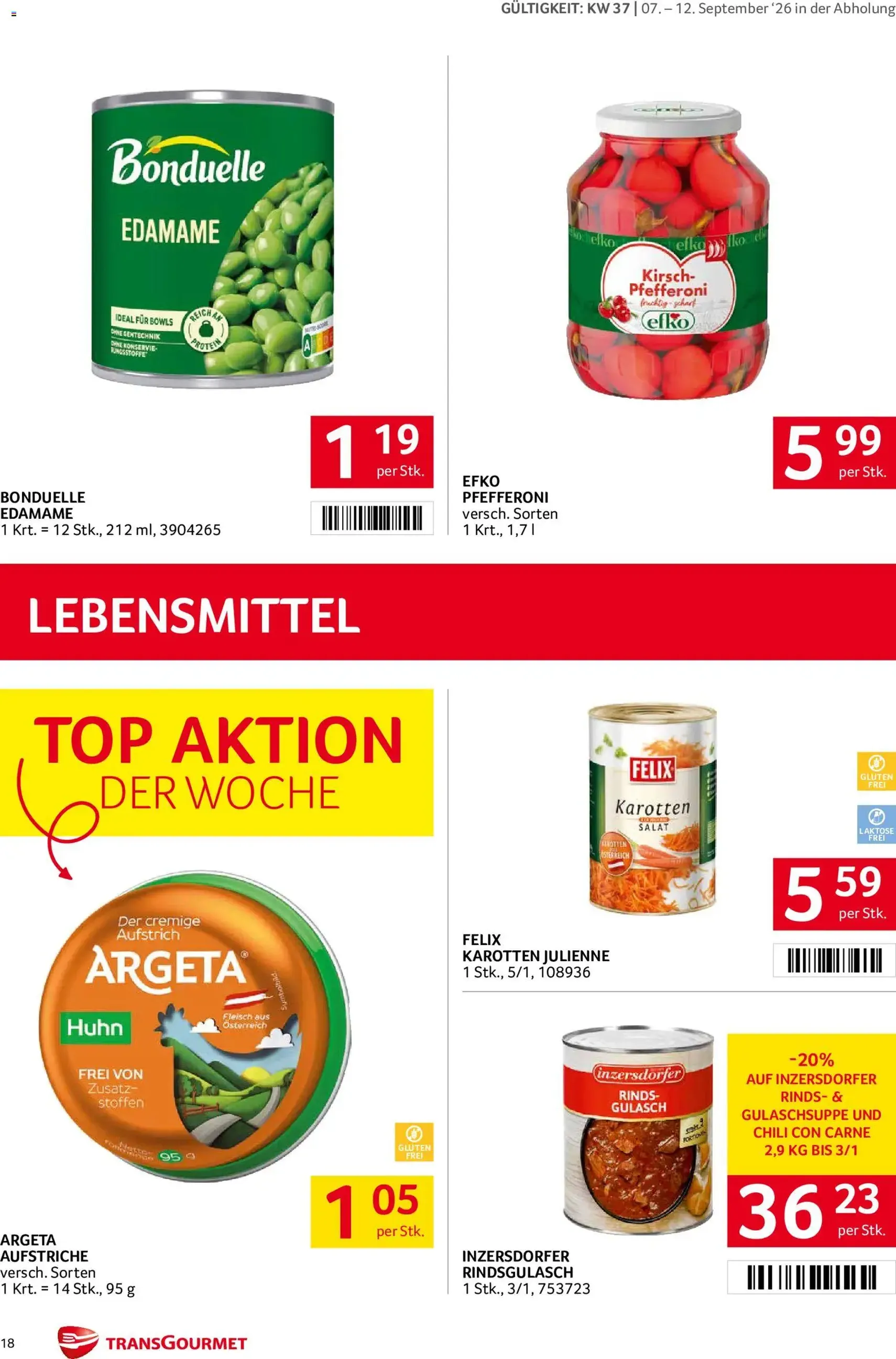 Transgourmet Flugblatt - Gültiger Prospekt ab 07.09.2026, Seite 18 von insgesamt 32