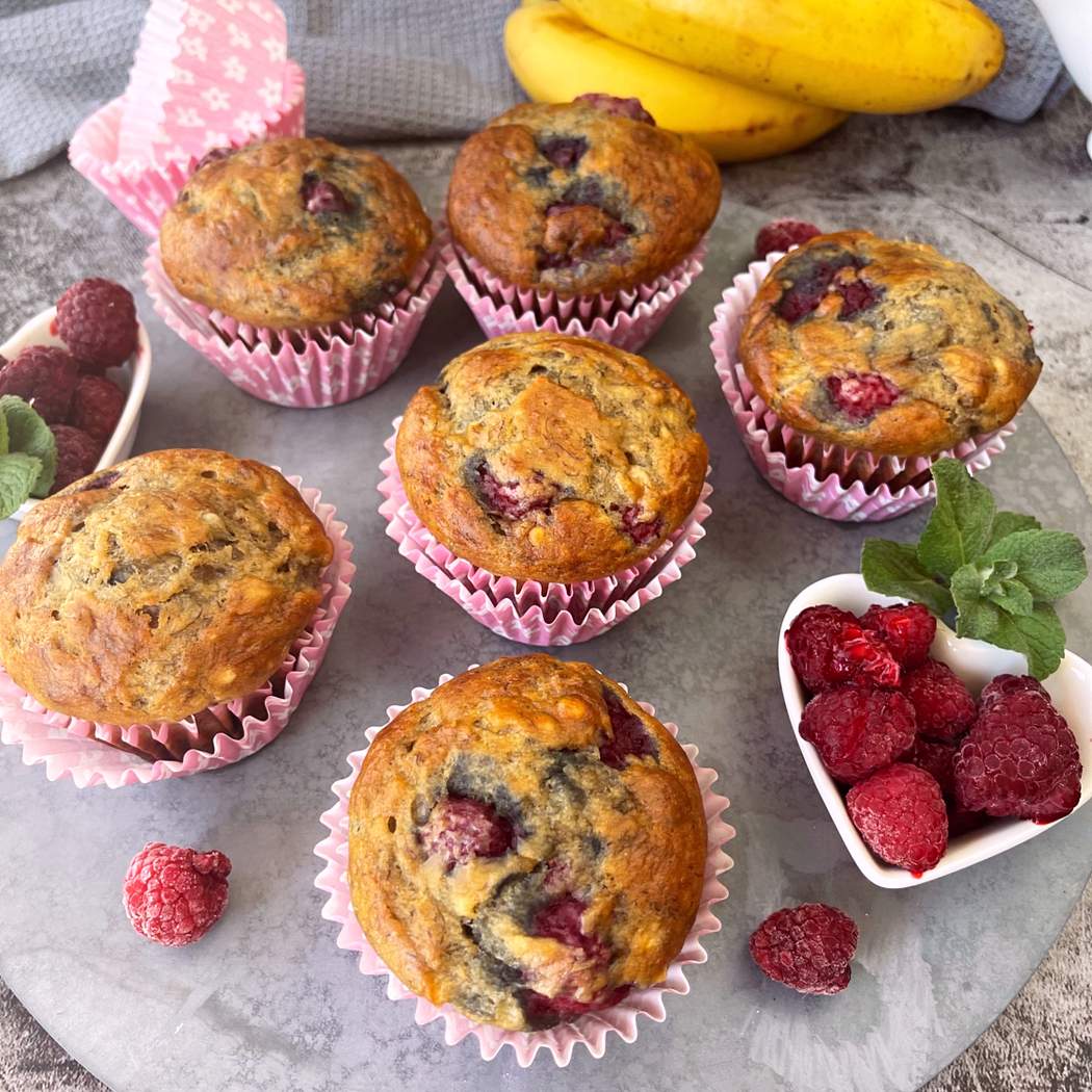 Banános muffin malinával