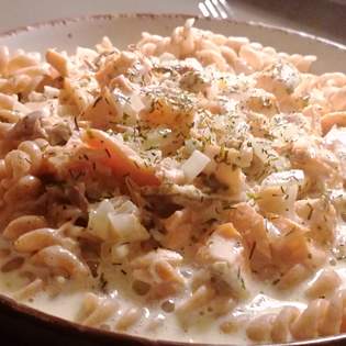 Recipe preview Pasta with salmon and cheese sauce