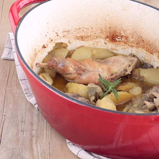 Anteprima ricetta Coniglio Arrosto con Patate e Carciofi