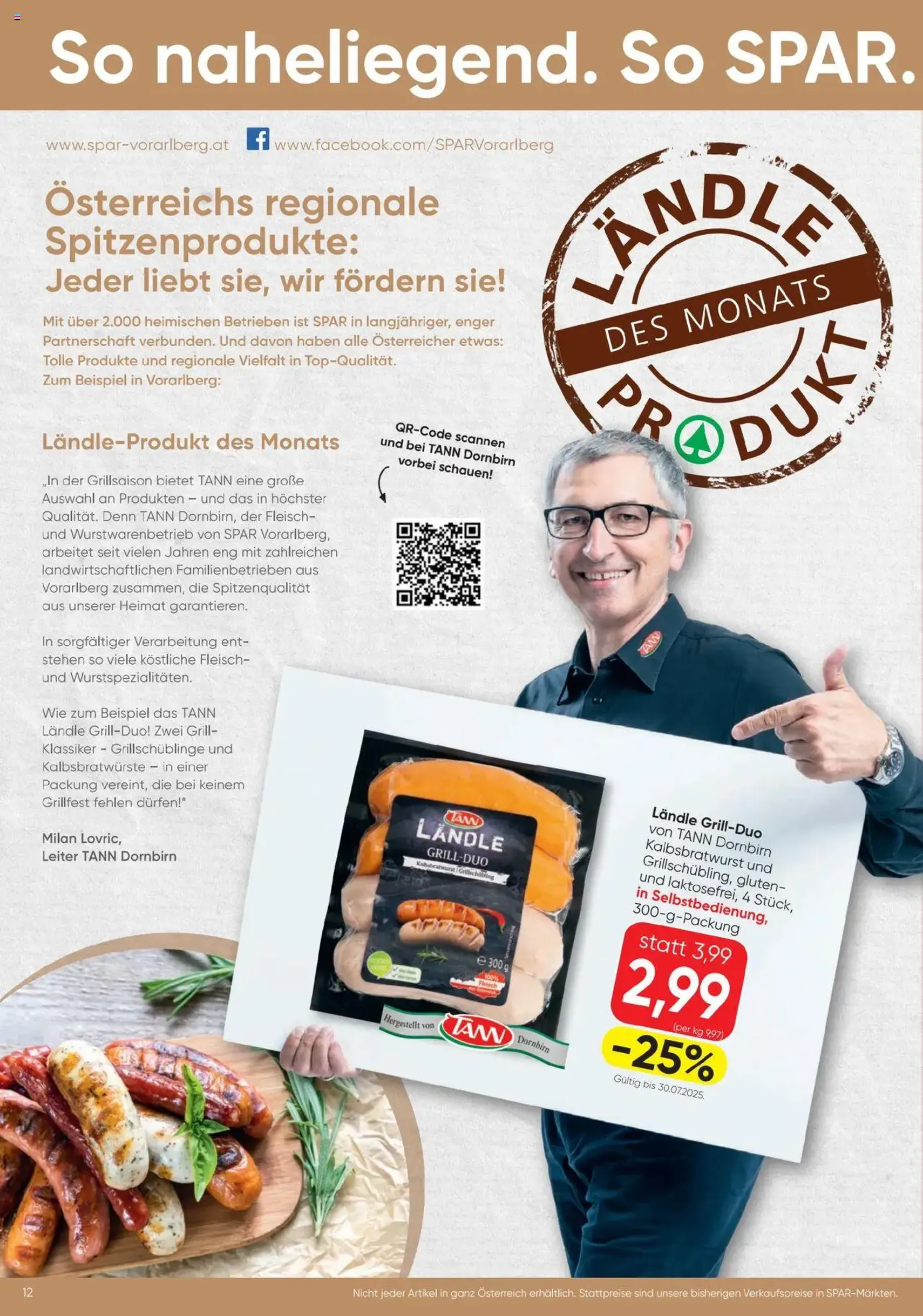 Spar Flugblatt - Gültiger Prospekt ab 17.07.2025, Seite 12 von insgesamt 20 Spar Flugblatt - Gültiger Prospekt ab 17.07.2025, Seite 12 von insgesamt 20