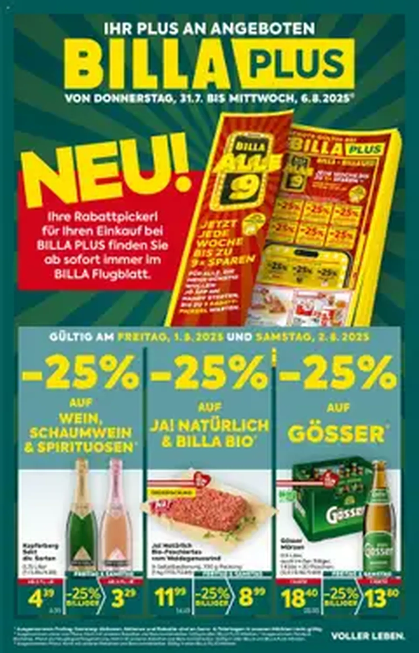 Billa Plus Flugblatt - Gültiger Prospekt ab 31.07.2025, Seite 1 von insgesamt 1