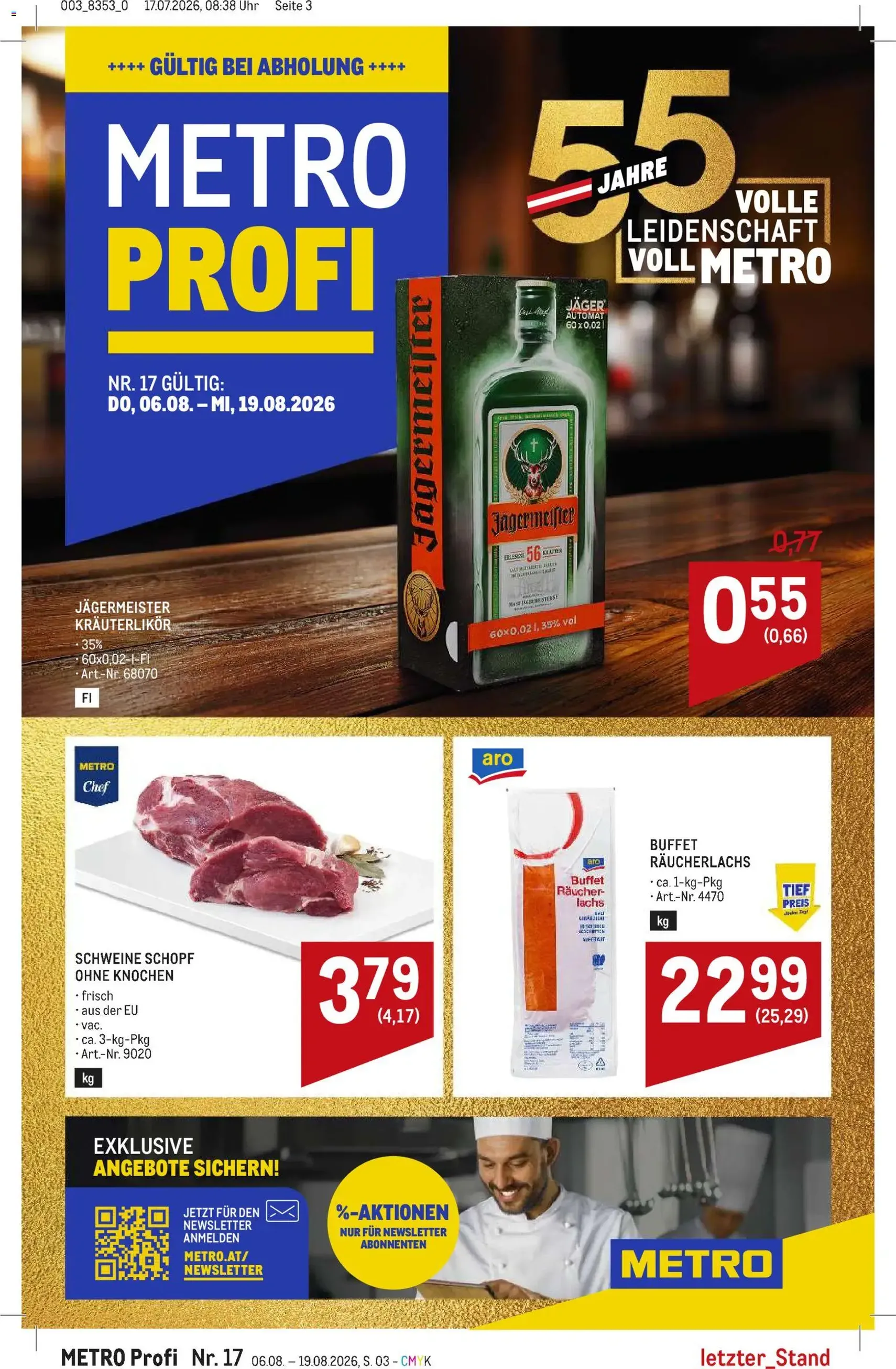 Metro angebote Profi - Gültiger Prospekt ab 06.08.2026, Seite 3 von insgesamt 64