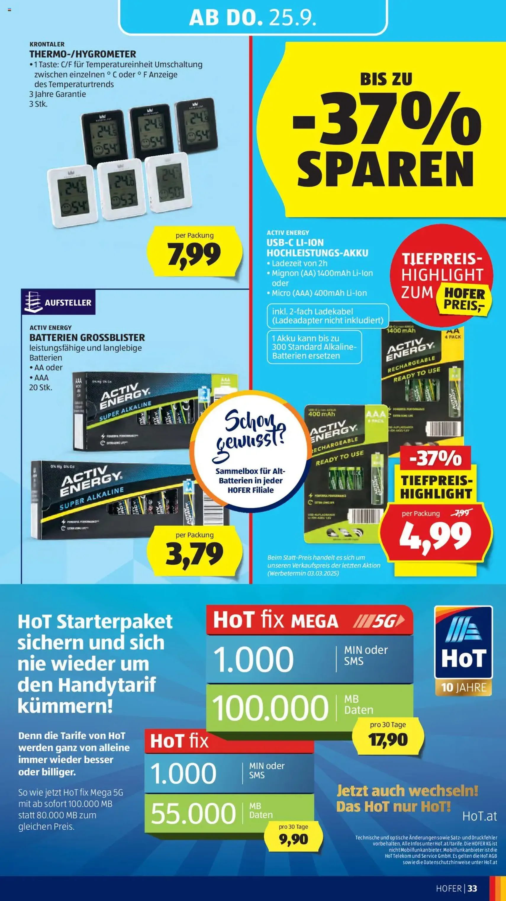 Hofer Flugblatt - Gültiger Prospekt ab 19.09.2025, Seite 37 von insgesamt 49